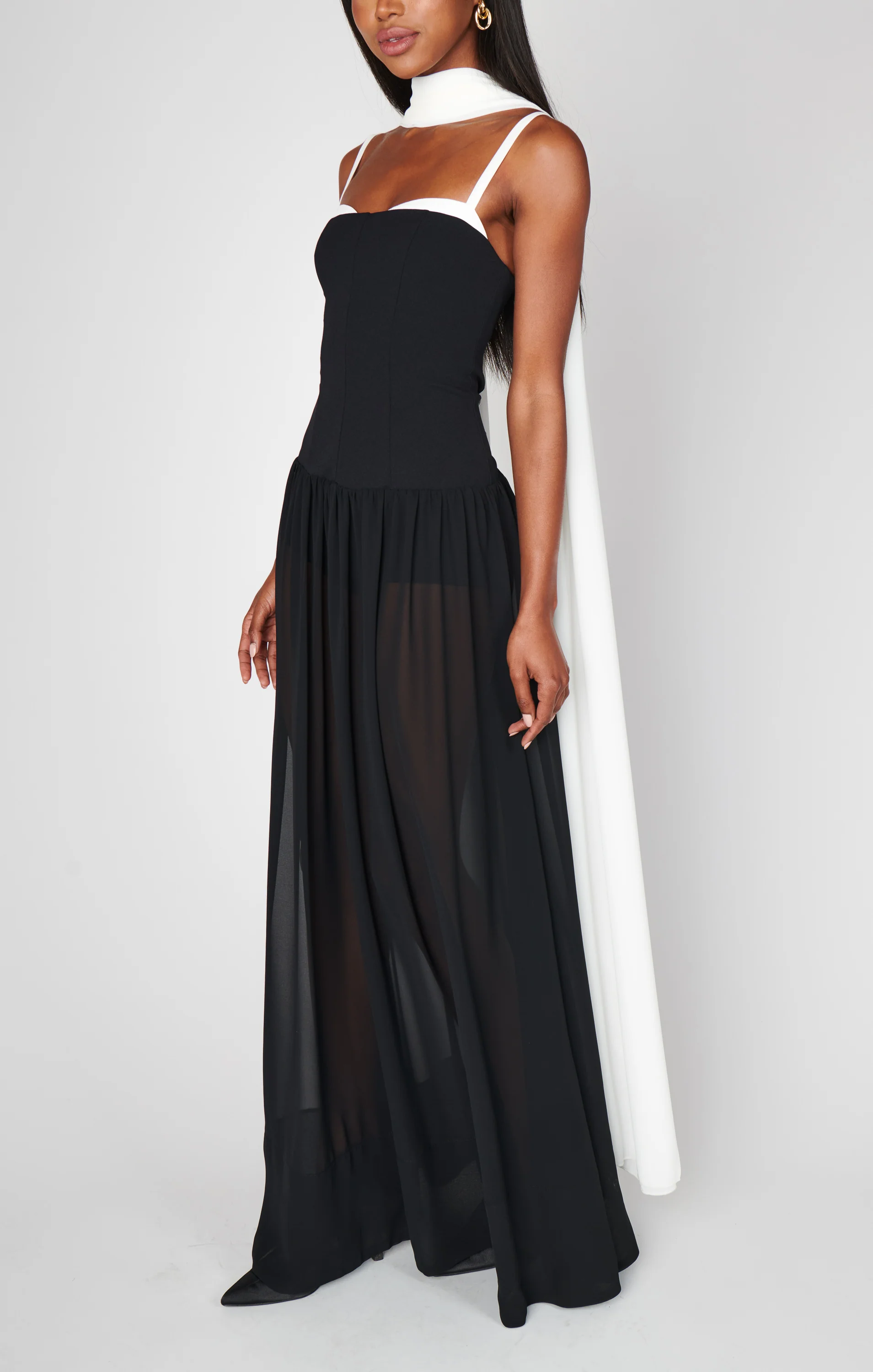 Hepburn Maxi Dress ~ Black Tie Colorblock - Image 5