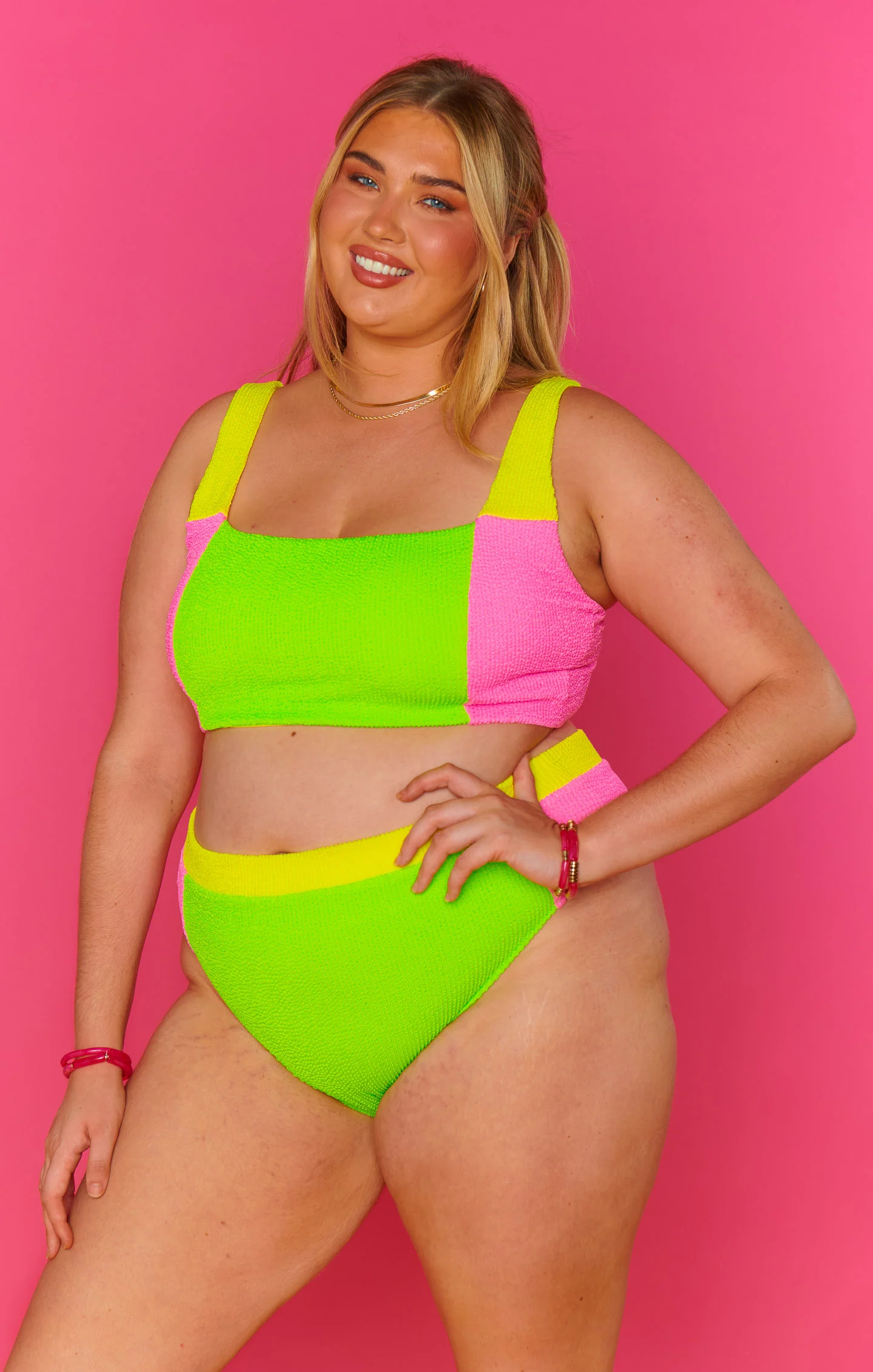 Hot Tub Top ~ 80s Party Colorblock Scrunch - Image 7