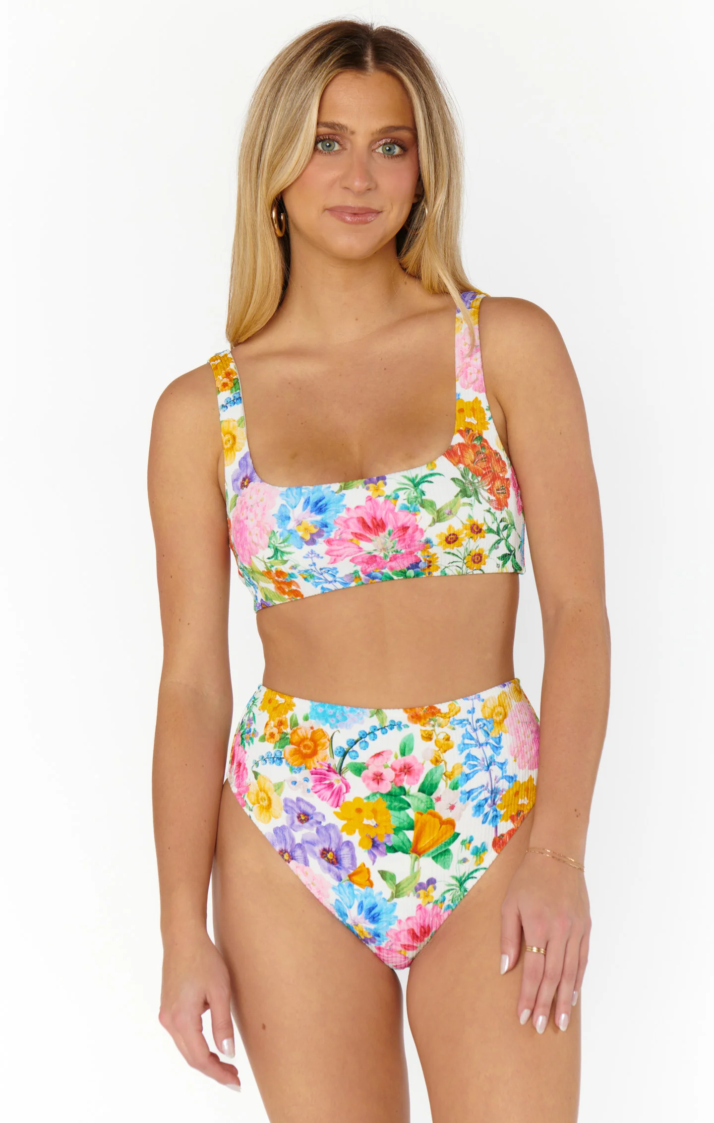 Hot Tub Top ~ Ivory Botanical Rib Scrunch - Image 3