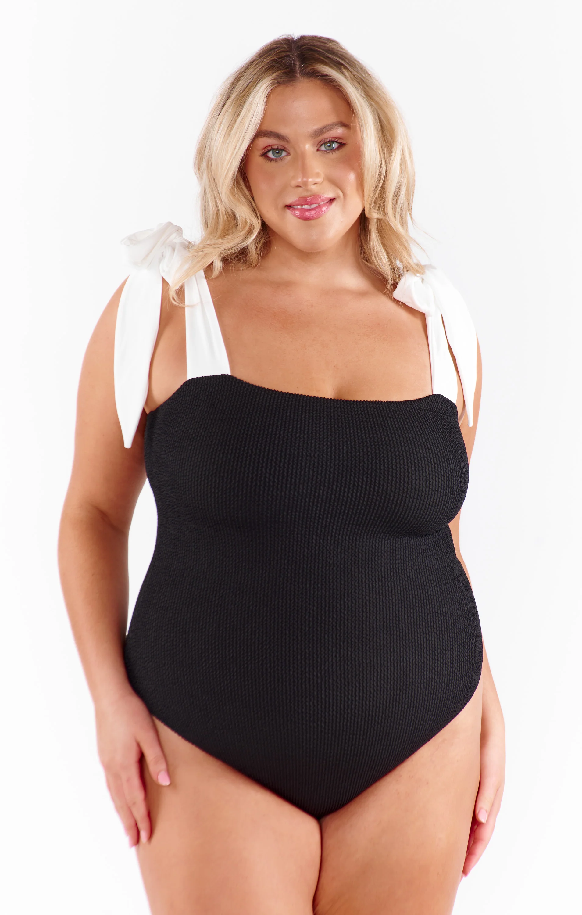 Hudson One Piece ~ Black Scrunch with White Bow - Image 5