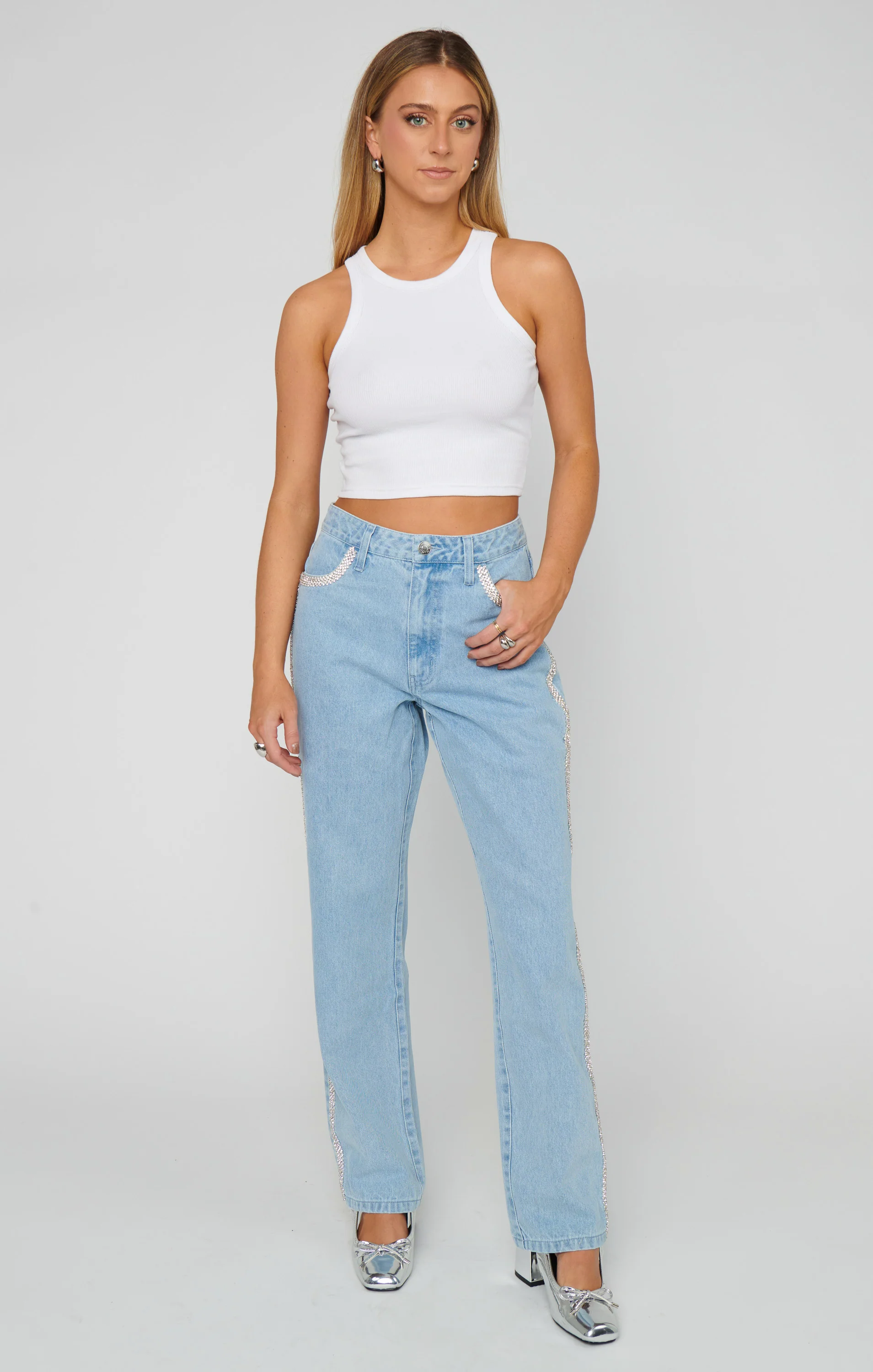 Icon Jeans ~ Indigo with Rhinestone Trim - Image 2