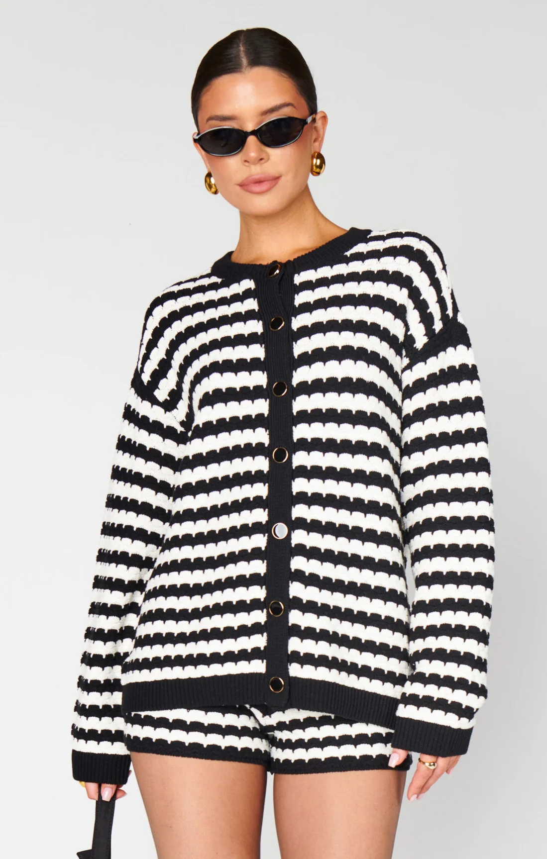 Inez Cardigan ~ Black and White Stripe Knit - Image 4