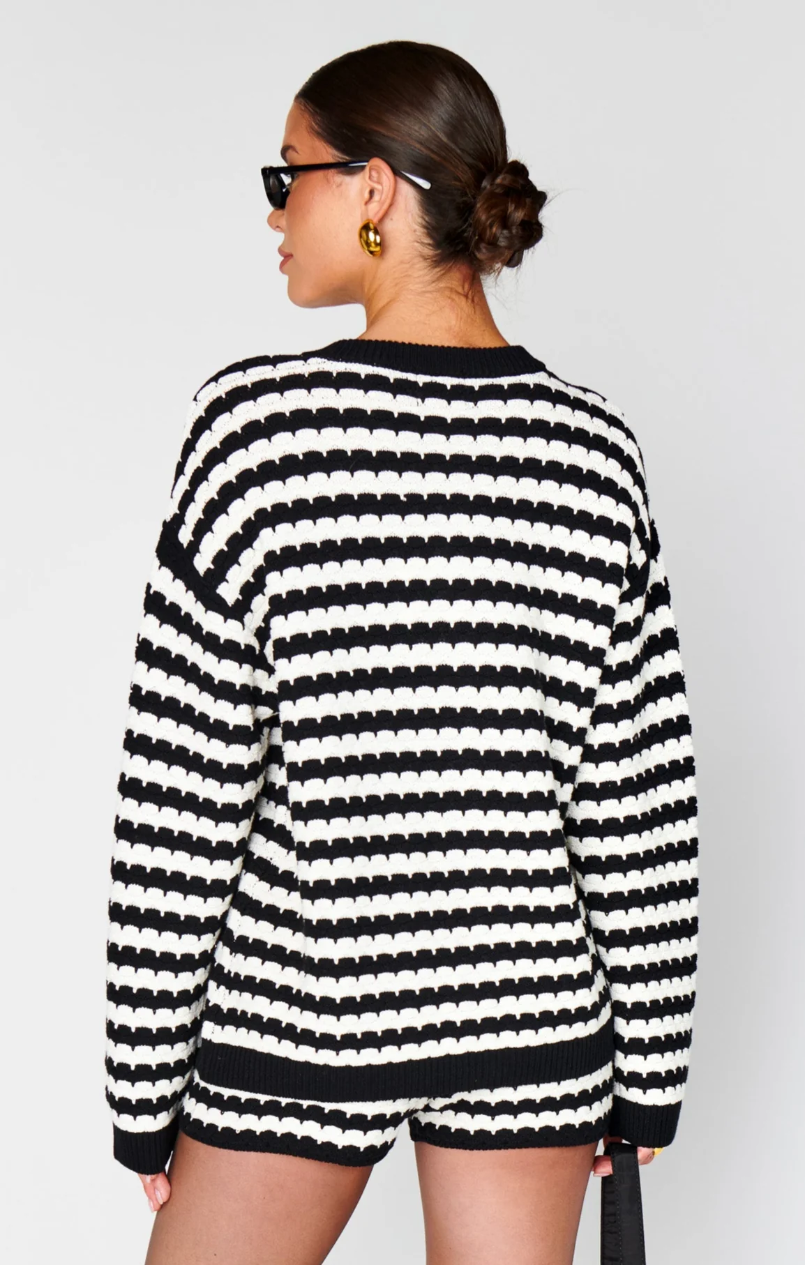 Inez Cardigan ~ Black and White Stripe Knit - Image 6