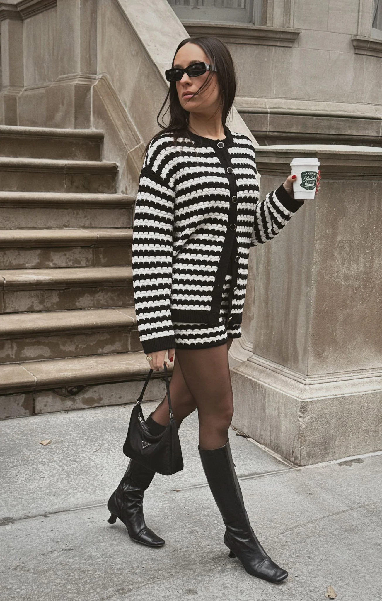 Inez Cardigan ~ Black and White Stripe Knit - Image 7