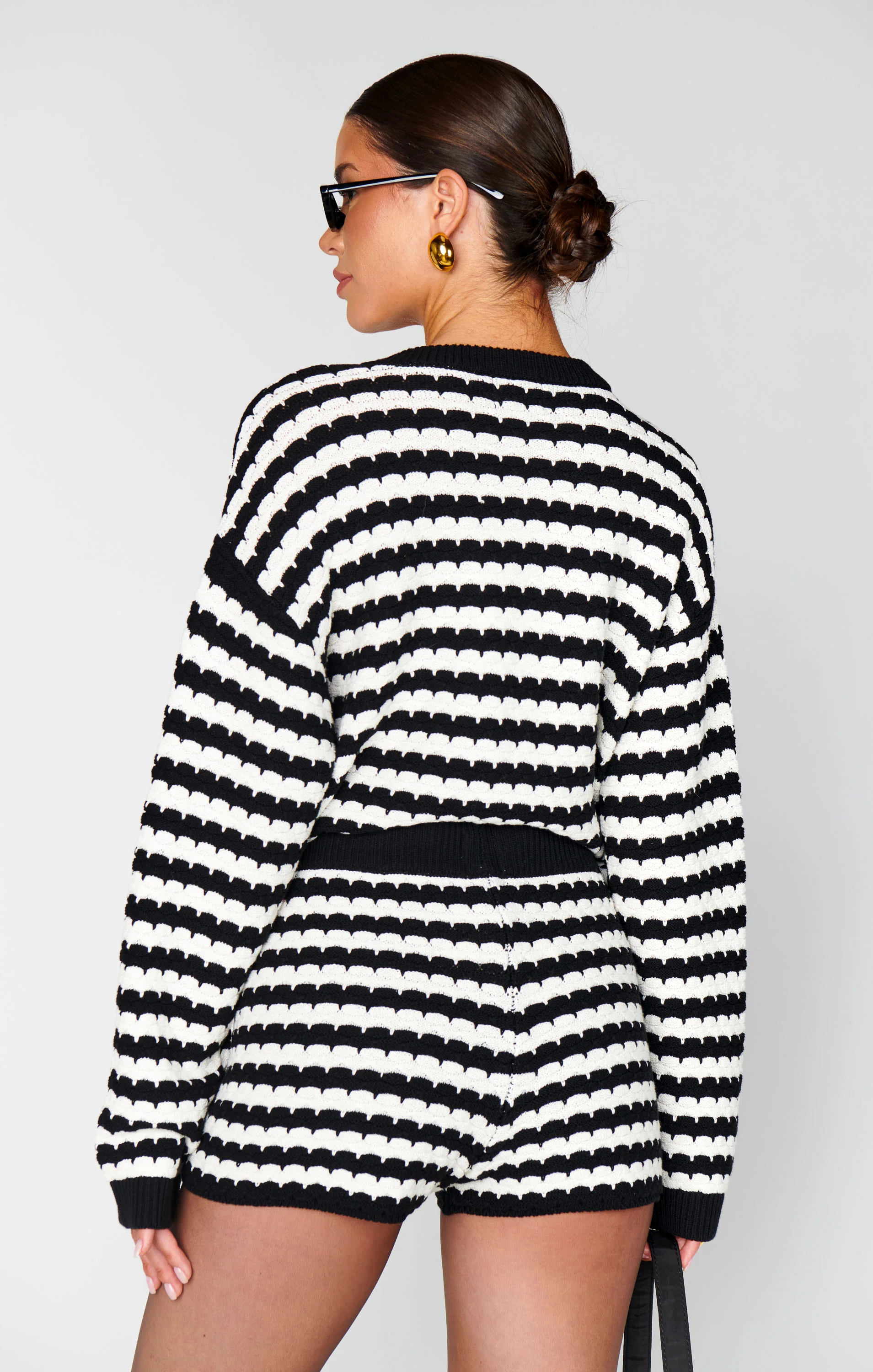 Inez Shorts ~ Black and White Stripe Knit - Image 5