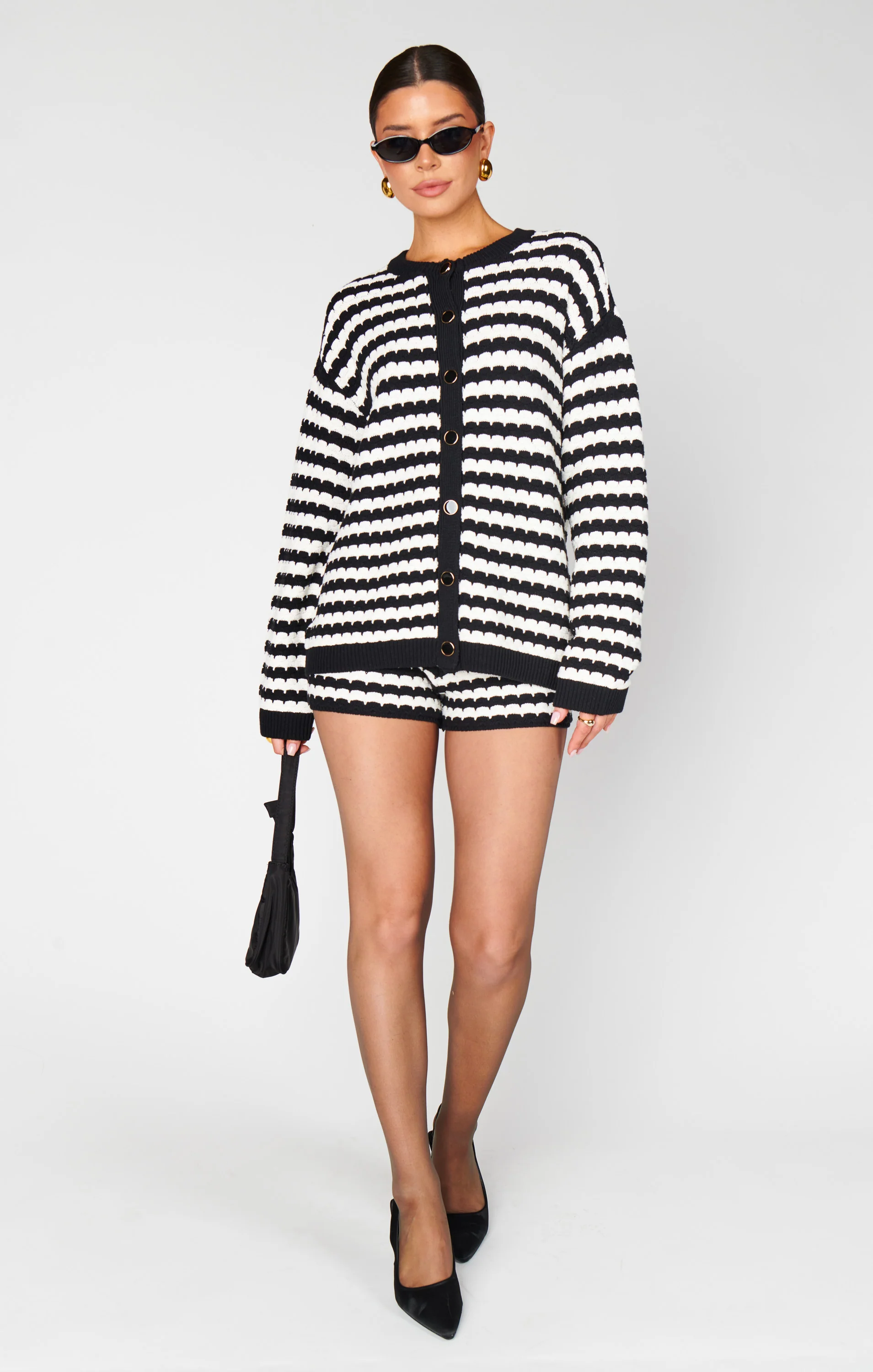 Inez Shorts ~ Black and White Stripe Knit - Image 6