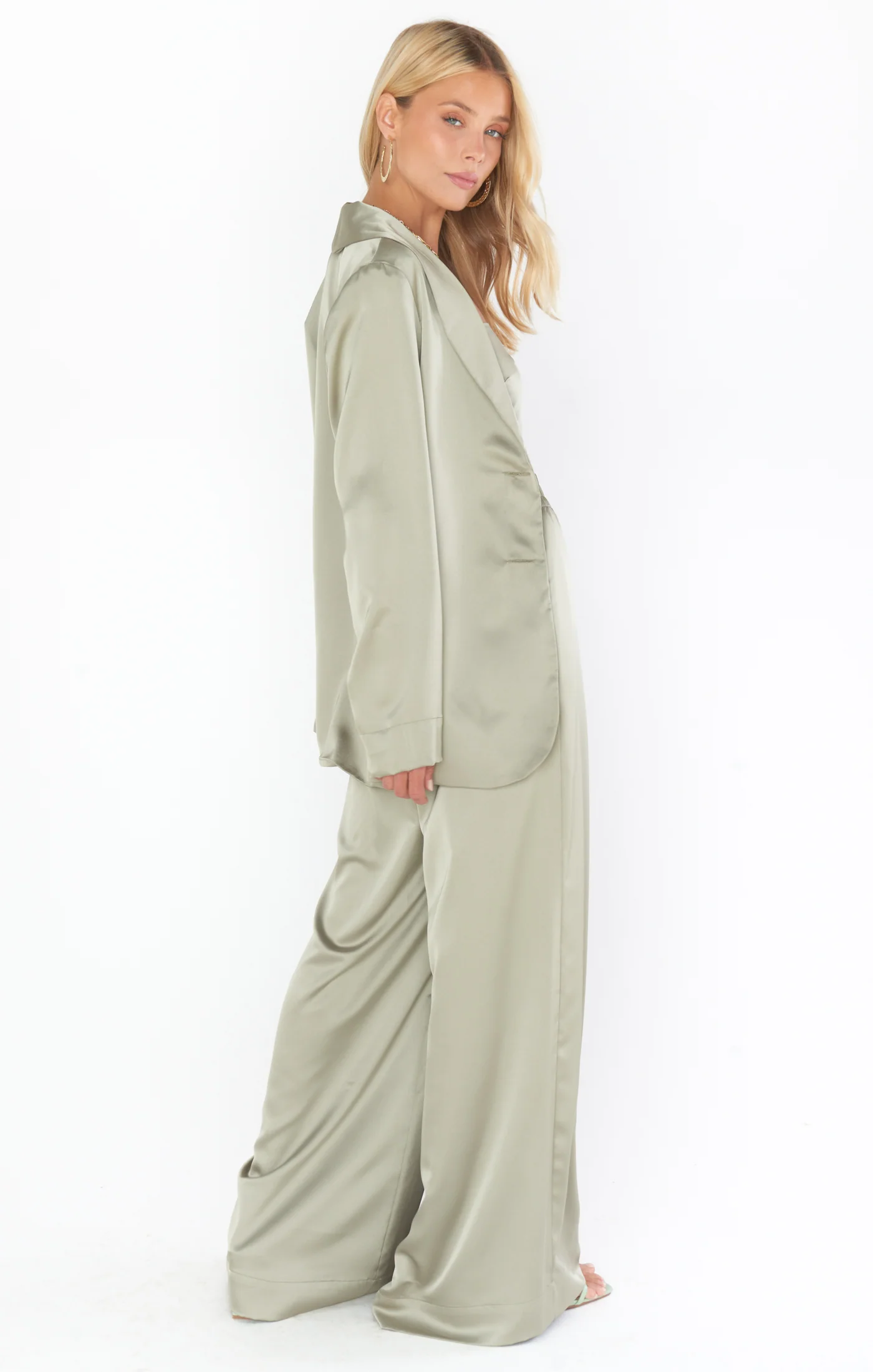 Irwin Pants ~ Moss Green Luxe Satin - Image 3