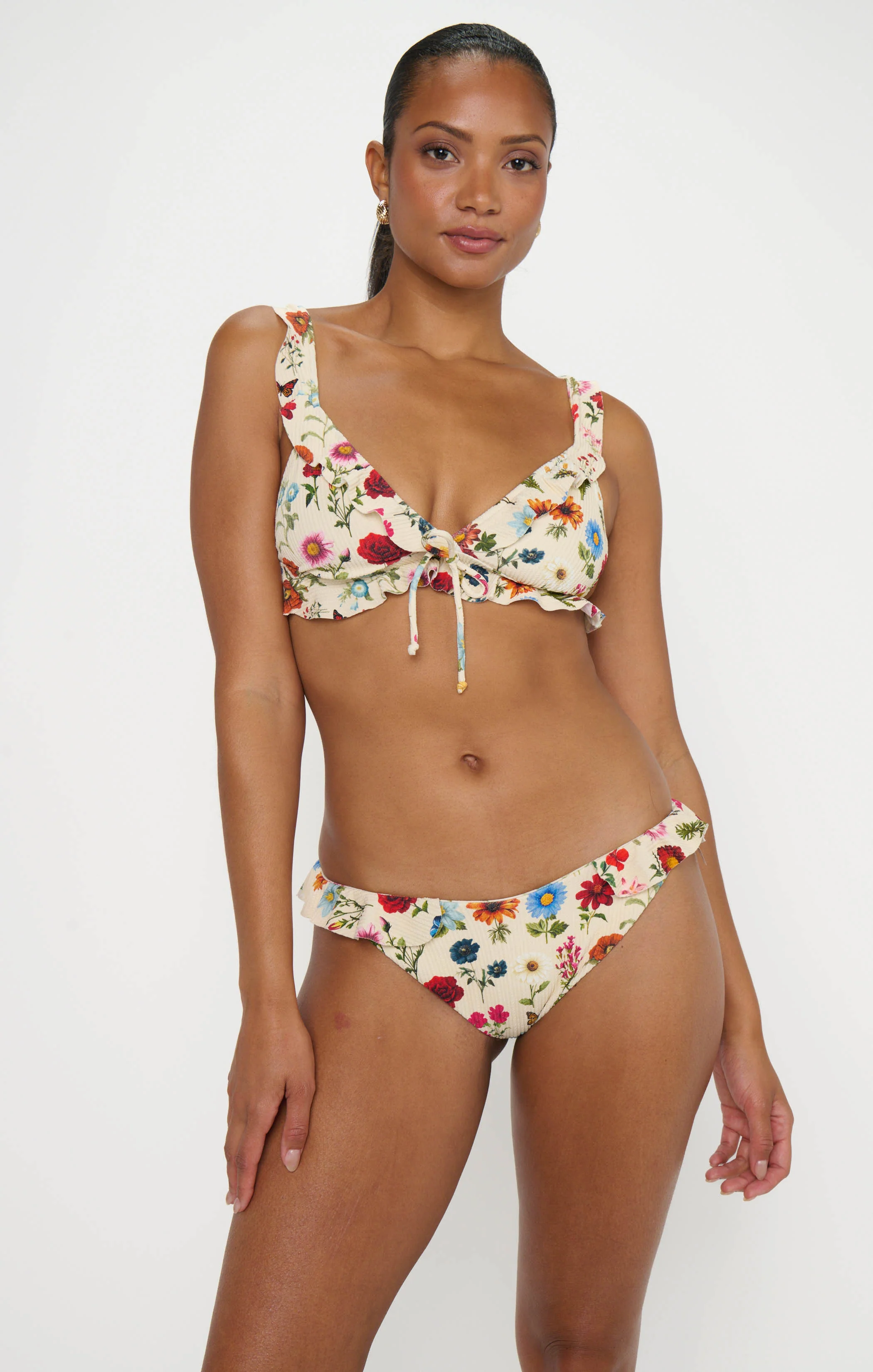 Island Ruffle Top ~ French Floral Rib Scrunch - Image 2