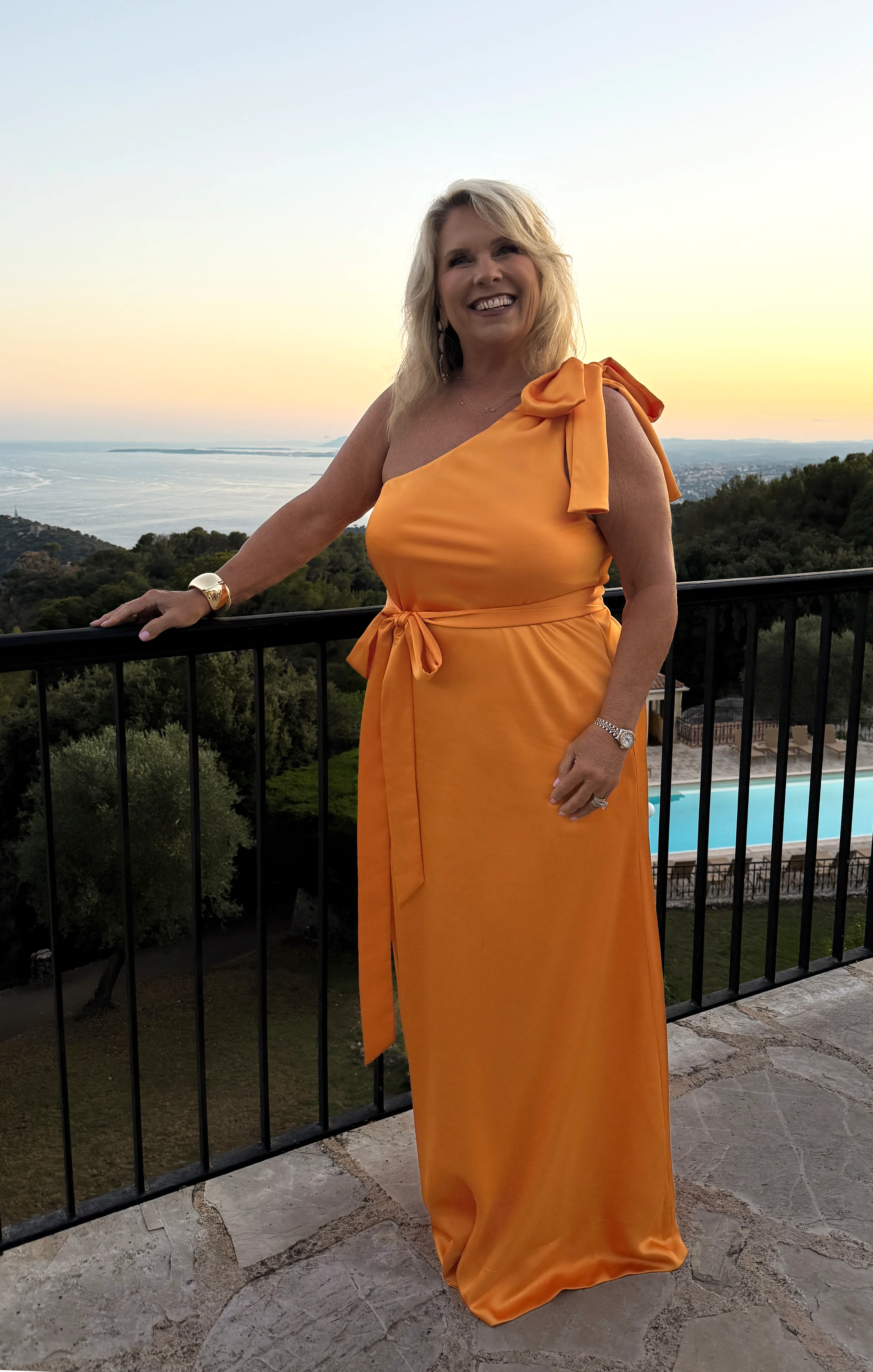 Jackie Maxi Dress ~ Tangerine Fluid Satin - Image 2