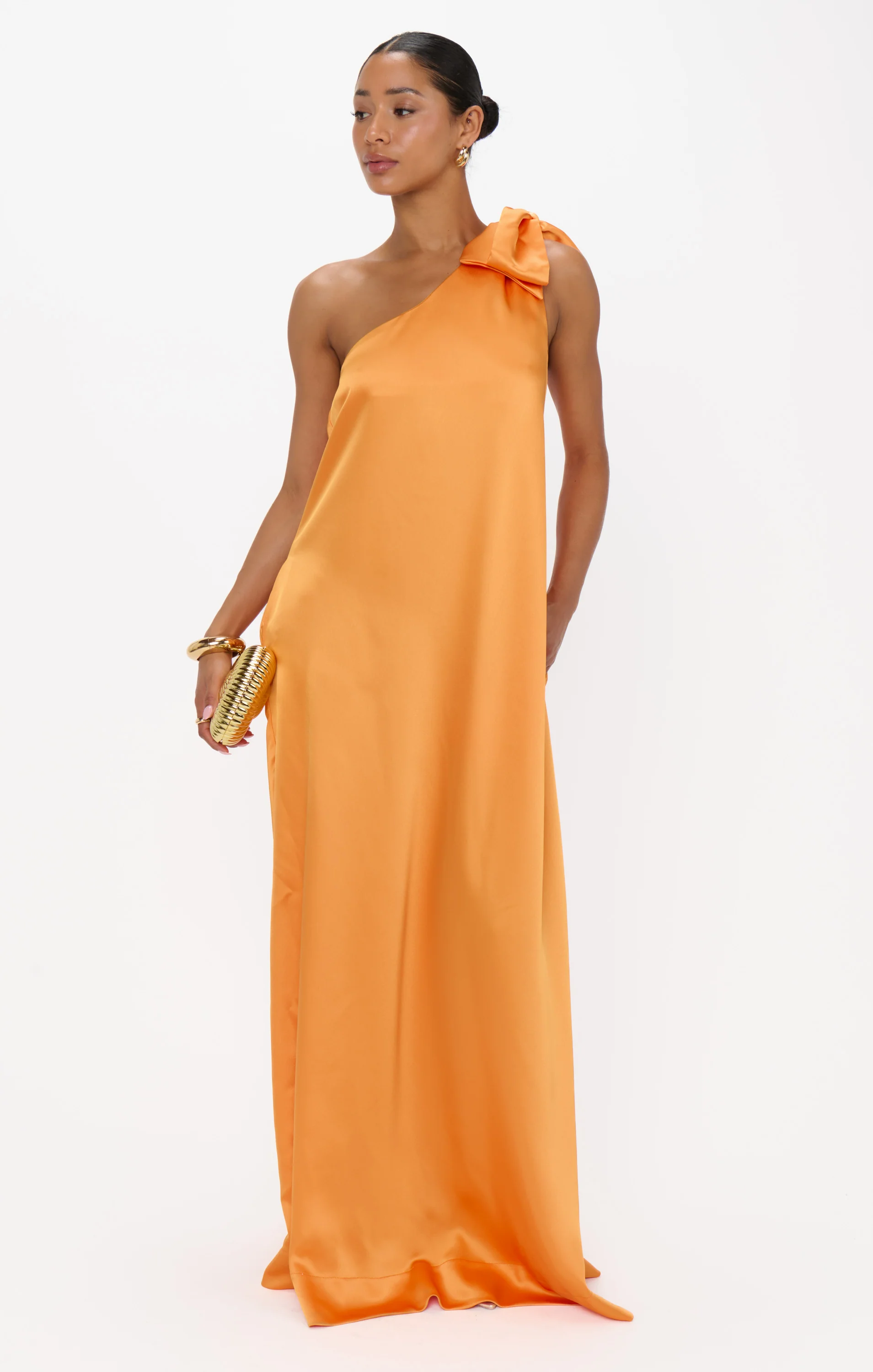 Jackie Maxi Dress ~ Tangerine Fluid Satin - Image 5
