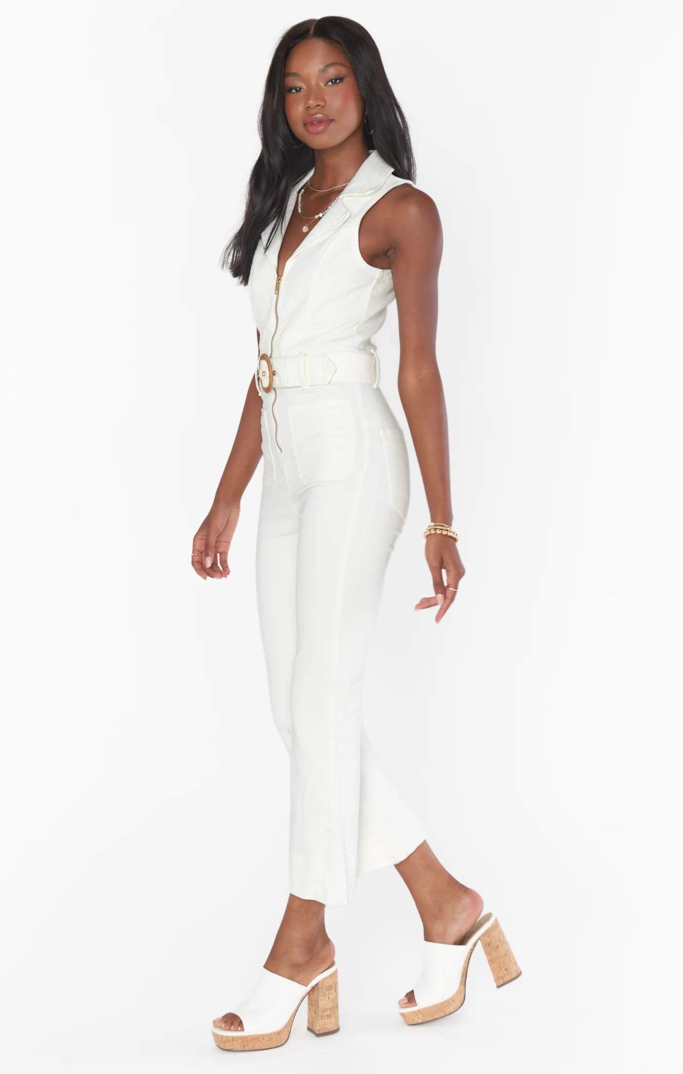 Jacksonville Cropped Jumpsuit ~ Pearly White - Image 6