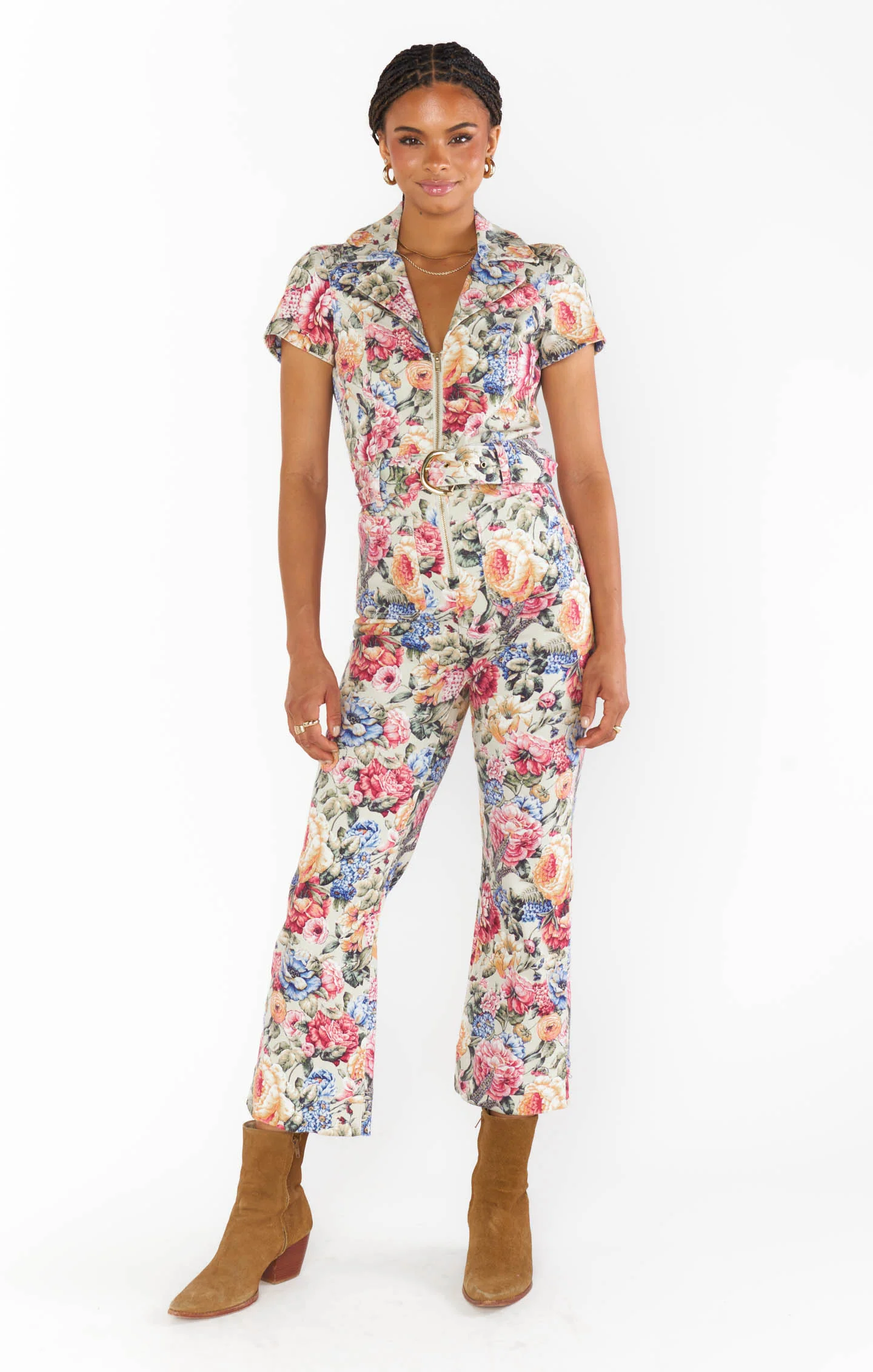 Jacksonville Short Sleeve Cropped Jumpsuit ~ Sage Dusty Meadows Denim - Image 5