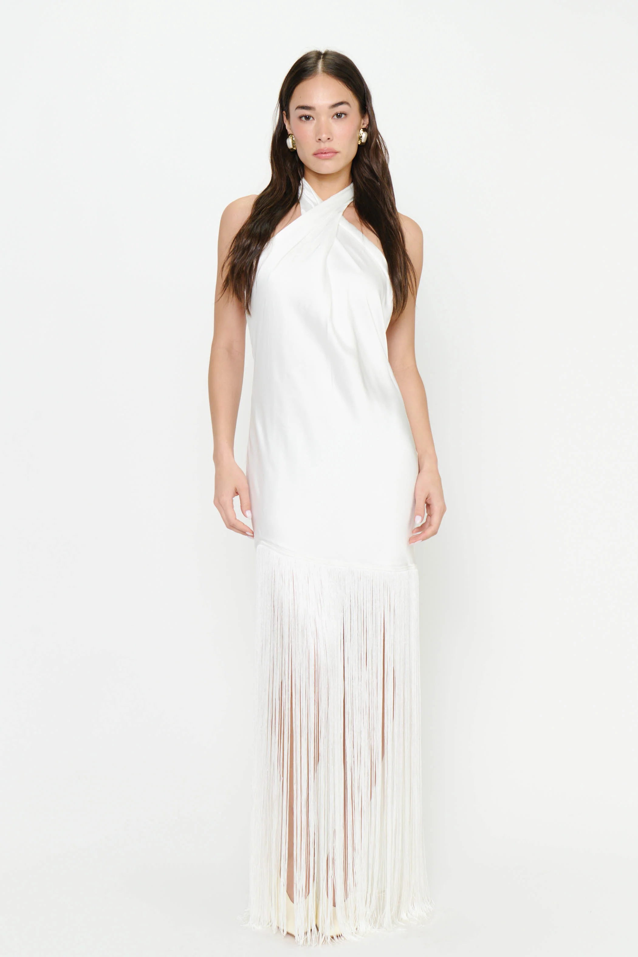 Jasmine Fringe Maxi Dress ~ Ivory Luxe Satin - Image 7