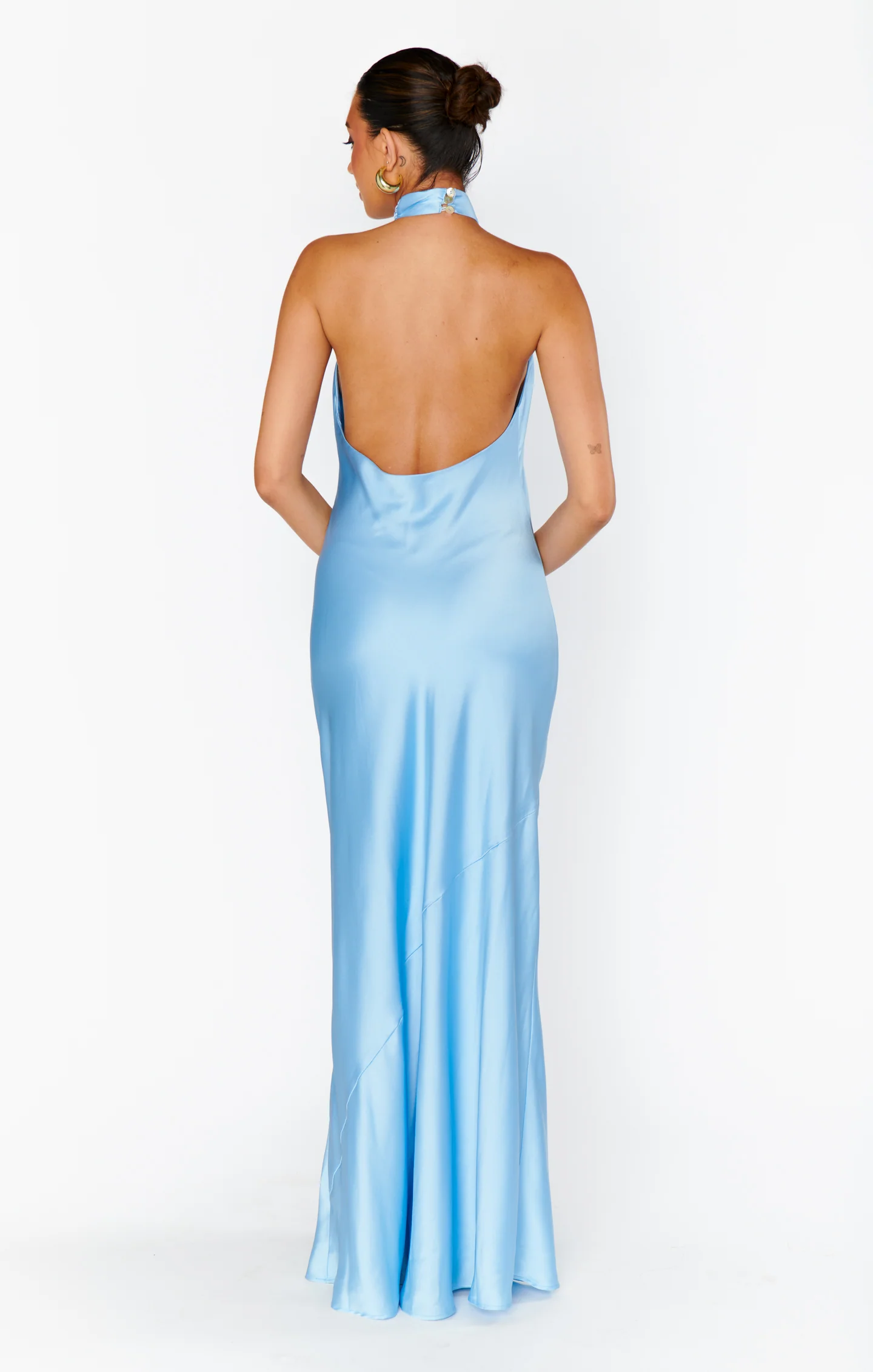 Jasmine Halter Maxi Dress ~ Baby Blue Luxe Satin - Image 6