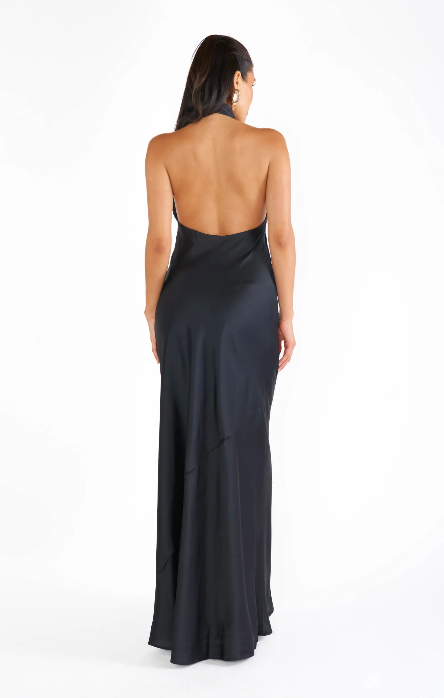 Jasmine Halter Maxi Dress ~ Black Luxe Satin - Image 9