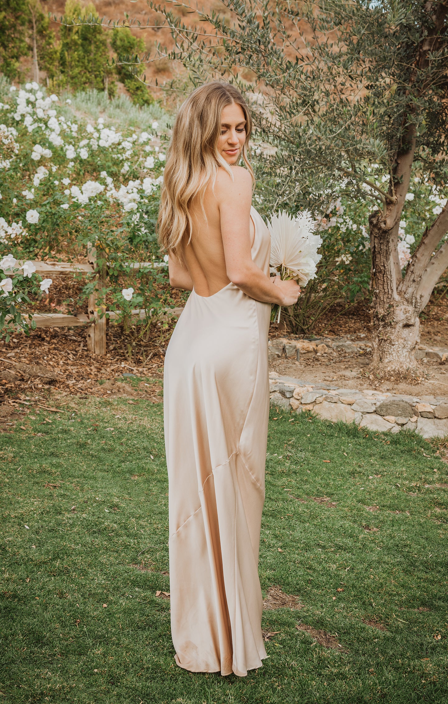Jasmine Halter Maxi Dress ~ Champagne Luxe Satin - Image 4