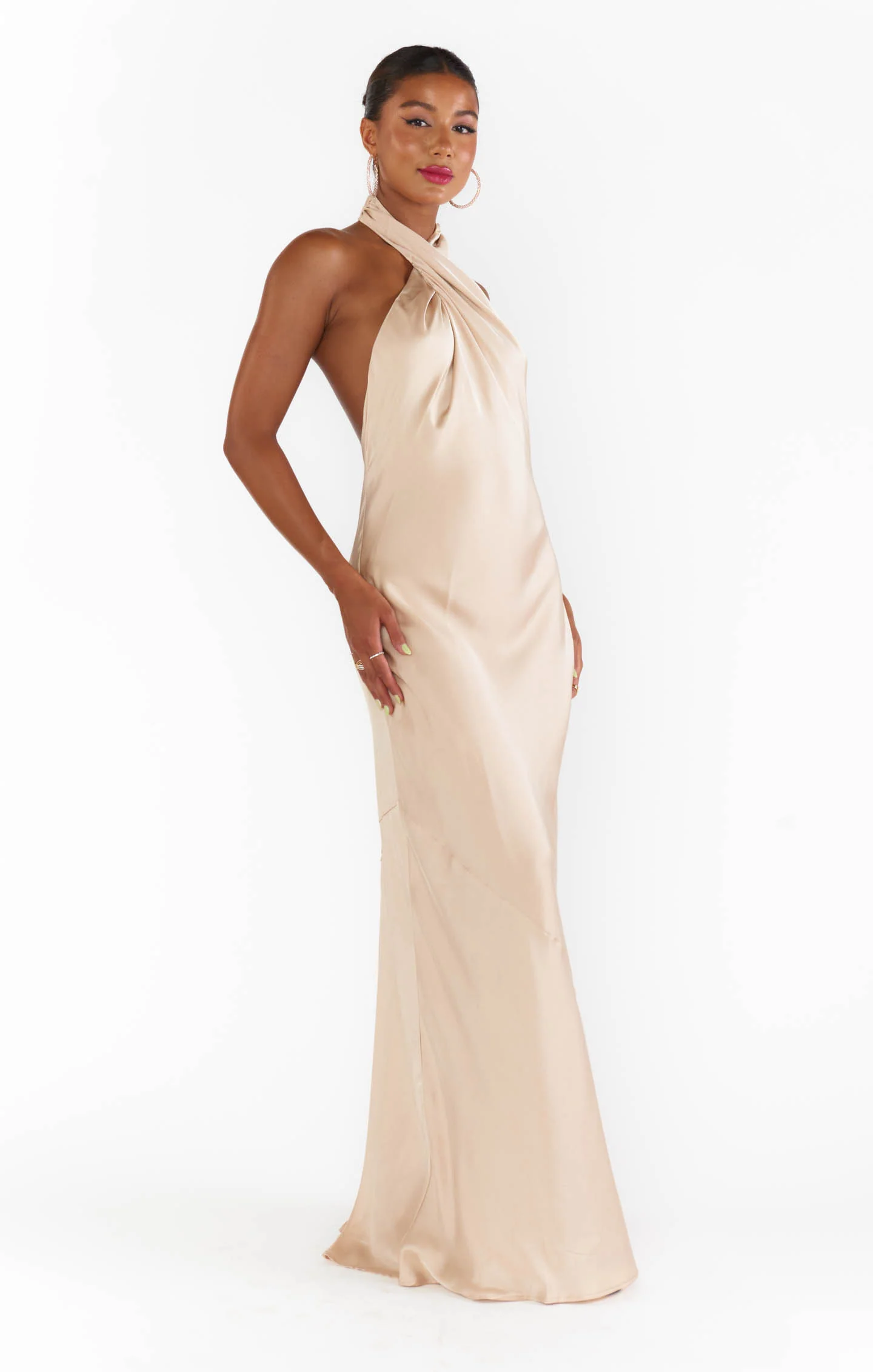 Jasmine Halter Maxi Dress ~ Champagne Luxe Satin - Image 7