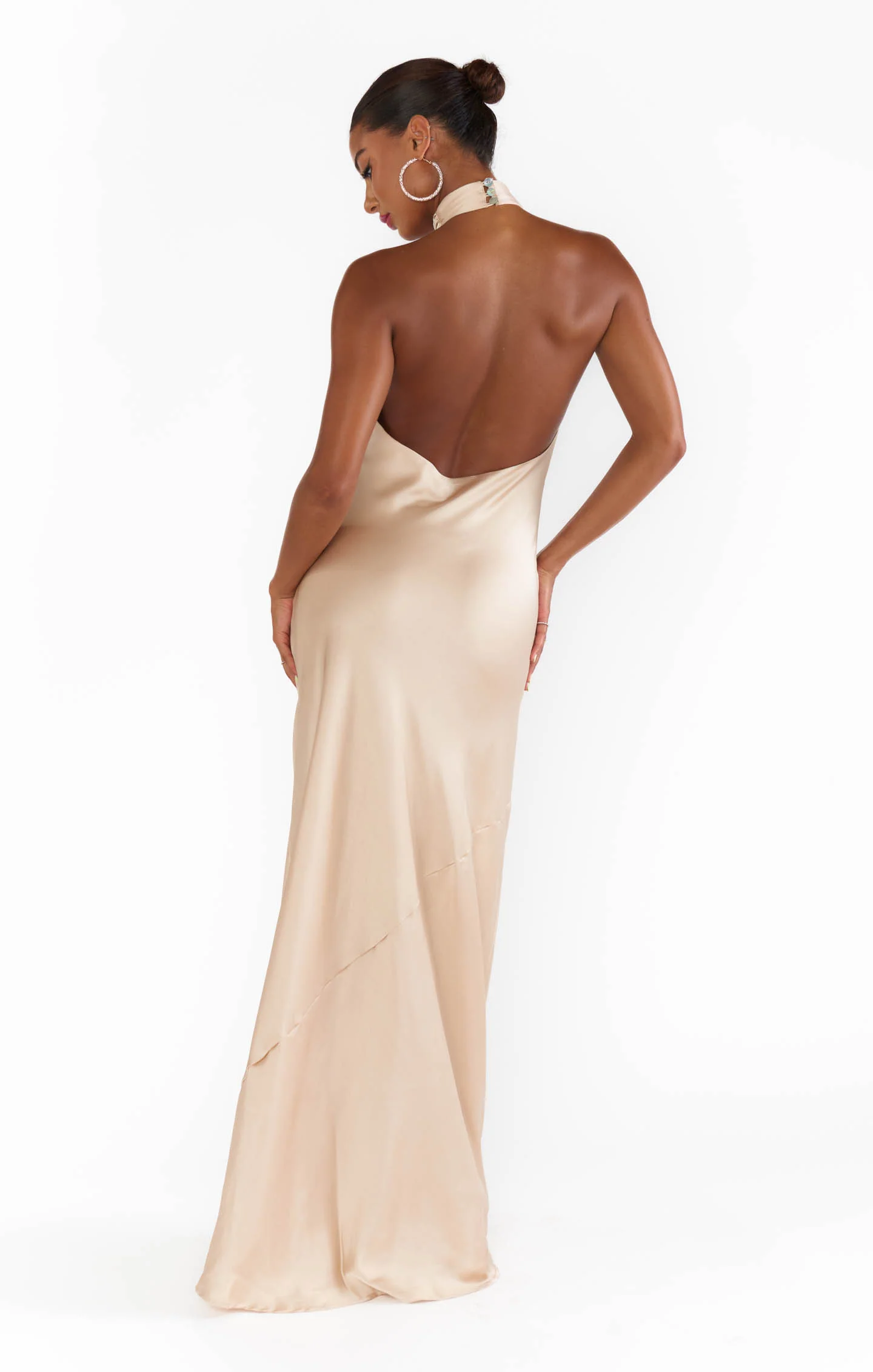 Jasmine Halter Maxi Dress ~ Champagne Luxe Satin - Image 8