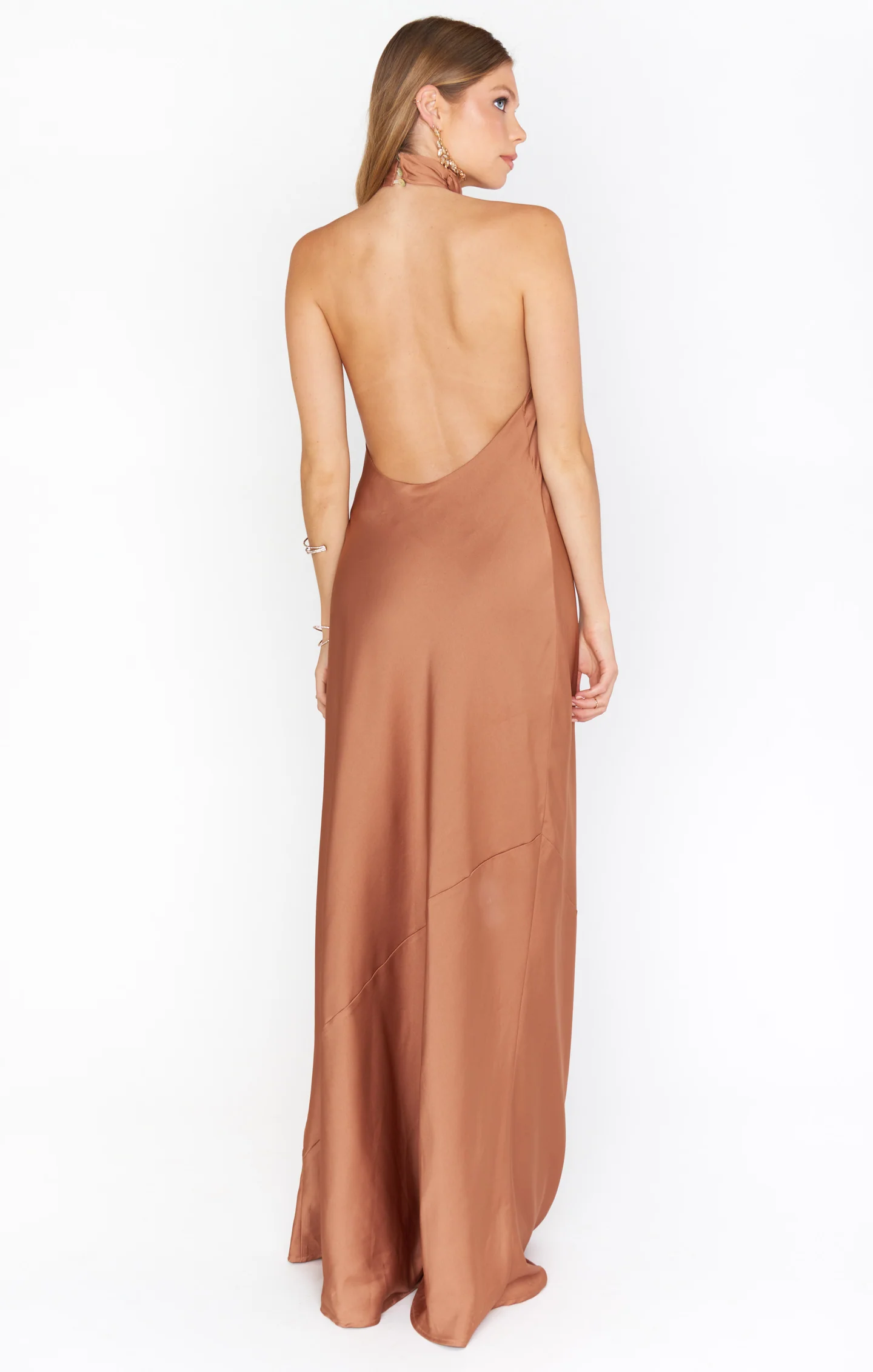 Jasmine Halter Maxi Dress ~ Copper Luxe Satin - Image 4
