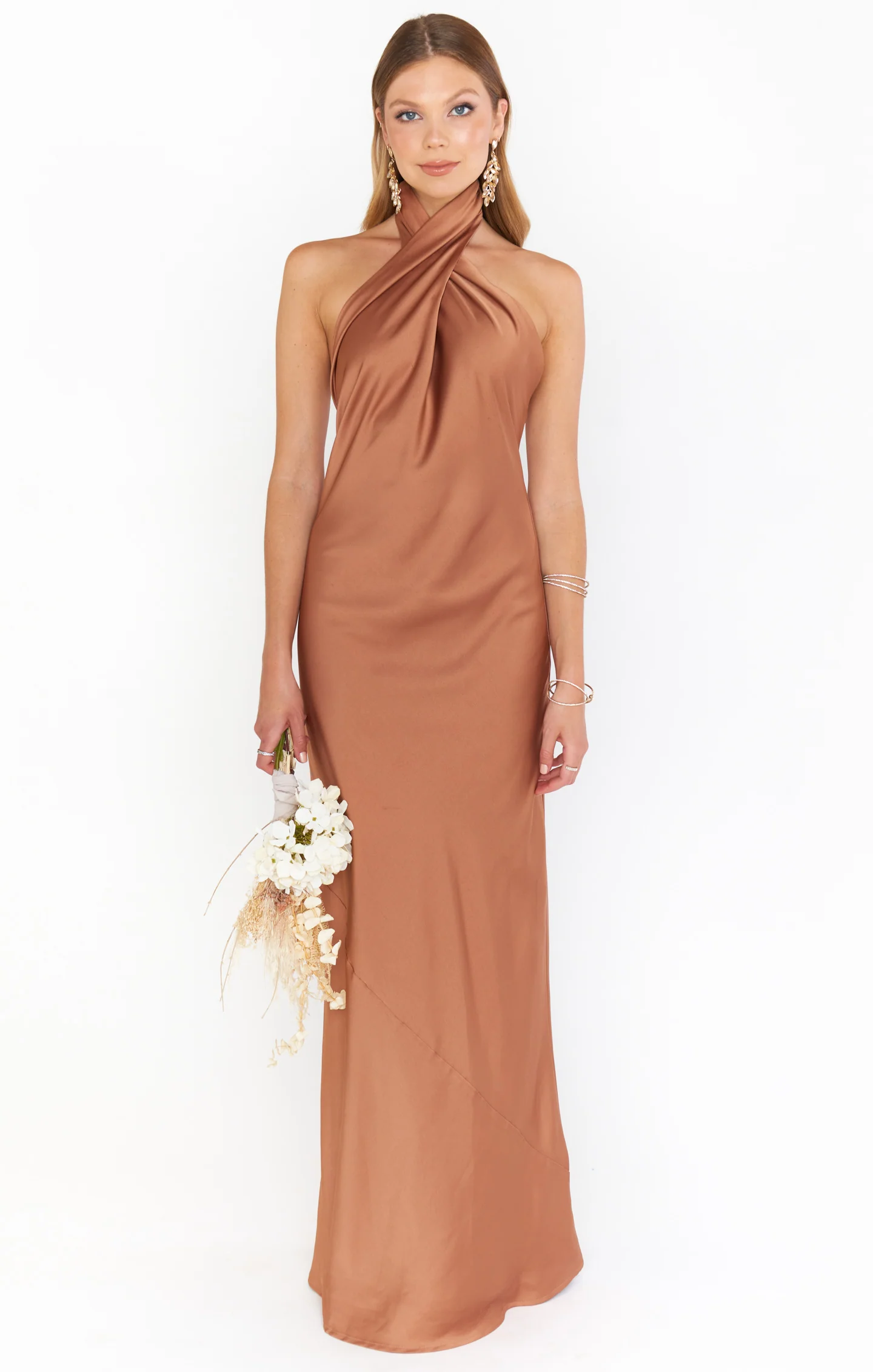 Jasmine Halter Maxi Dress ~ Copper Luxe Satin - Image 5