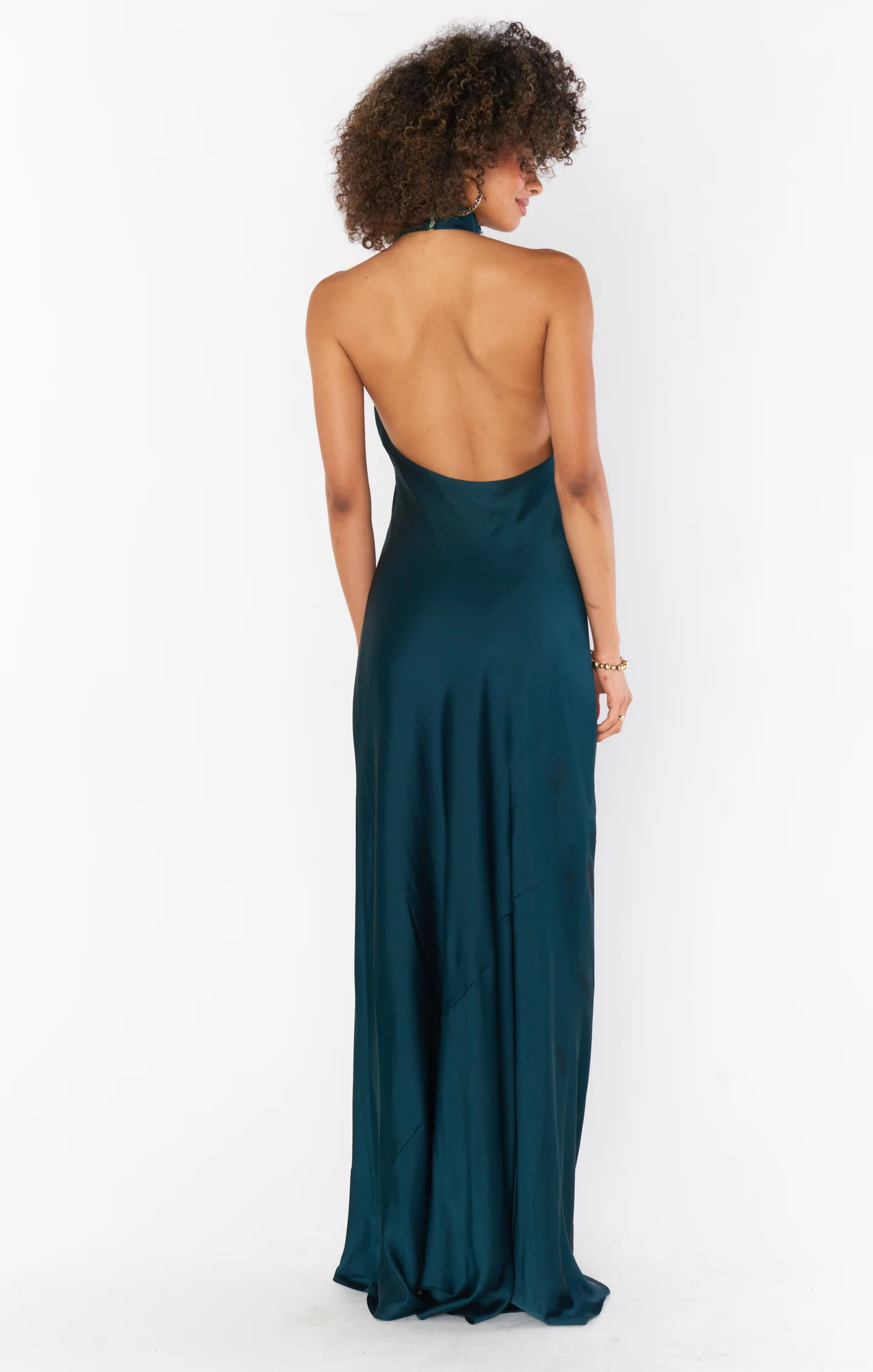 Jasmine Halter Maxi Dress ~ Deep Emerald Luxe Satin - Image 6