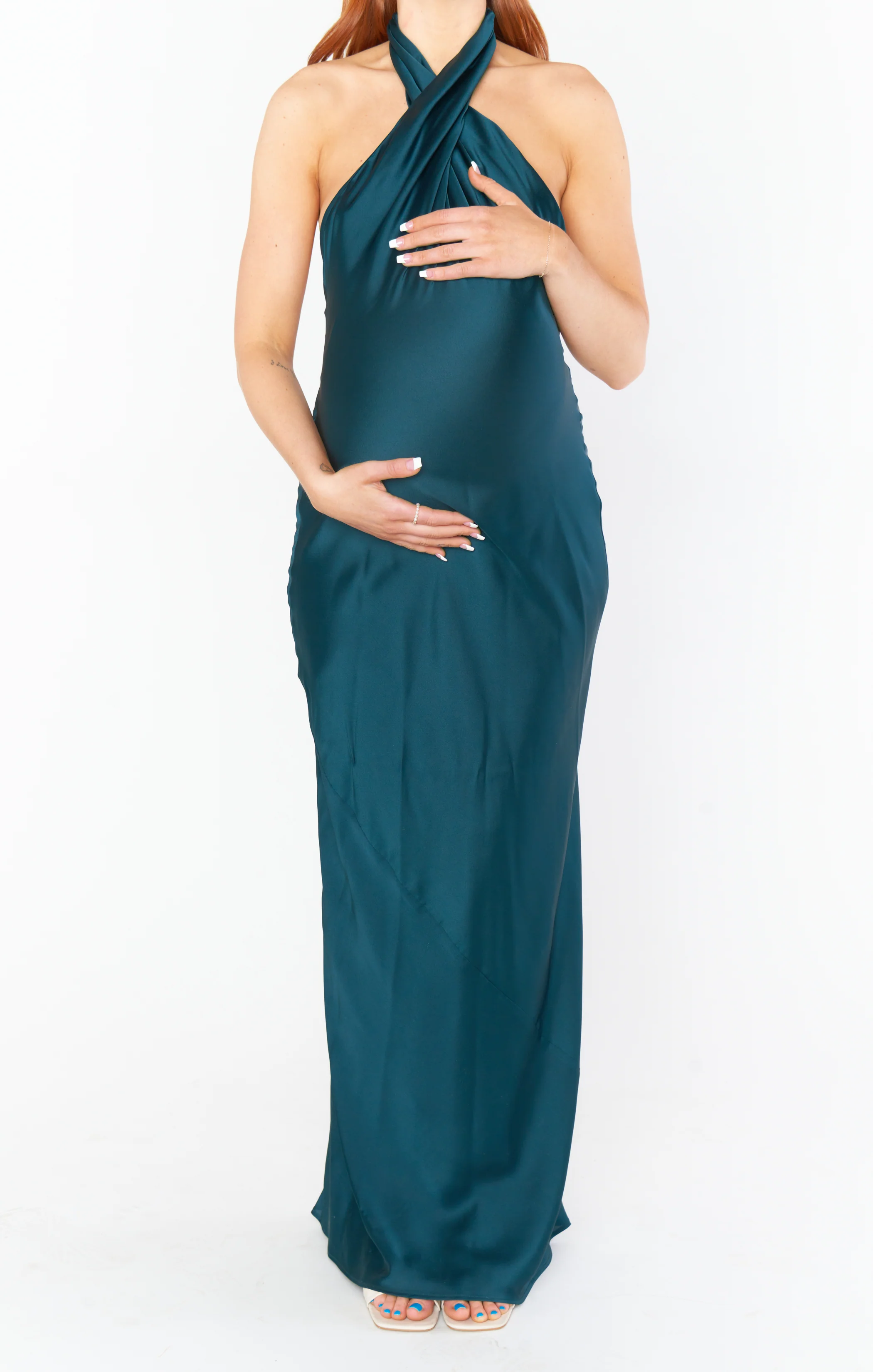 Jasmine Halter Maxi Dress ~ Deep Emerald Luxe Satin - Image 7
