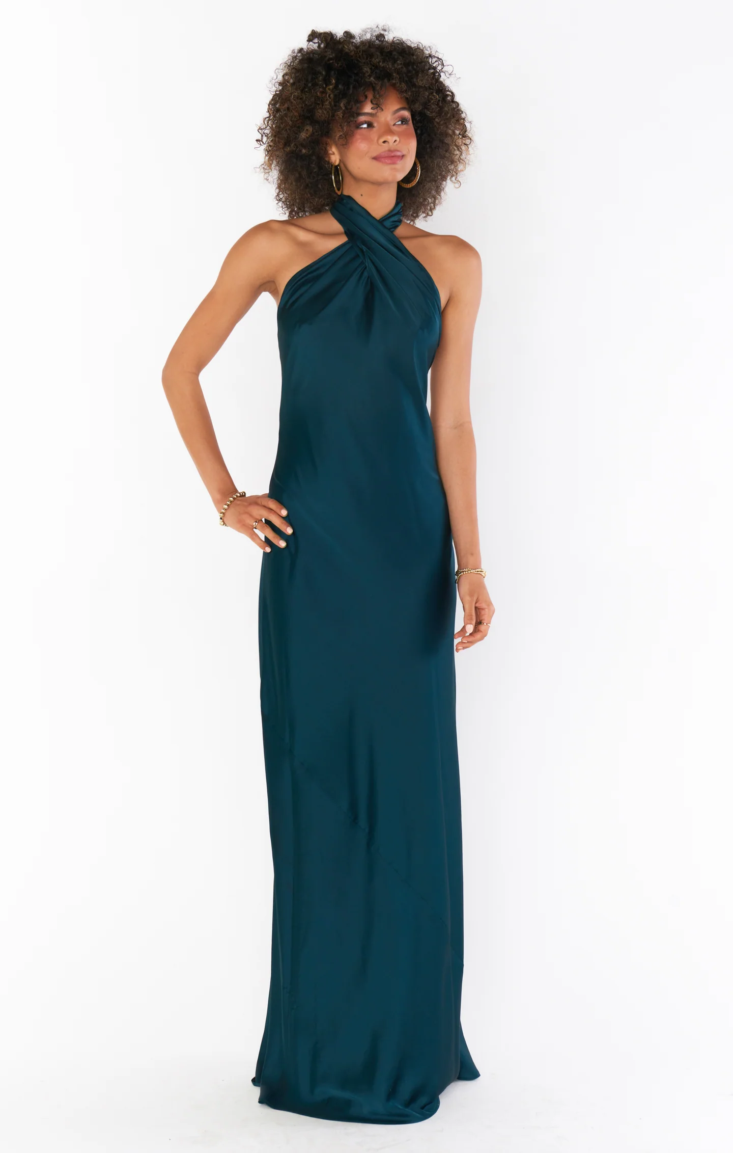 Jasmine Halter Maxi Dress ~ Deep Emerald Luxe Satin - Image 9