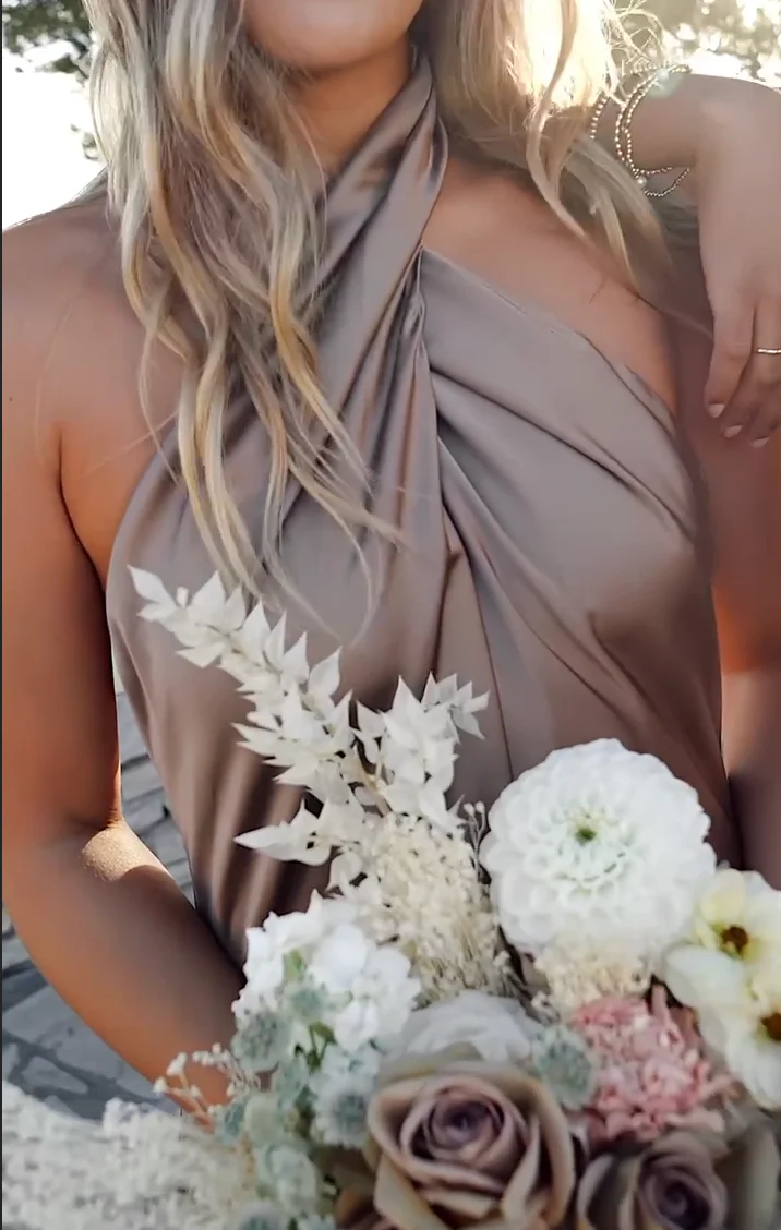 Jasmine Halter Maxi Dress ~ Dune Luxe Satin - Image 10