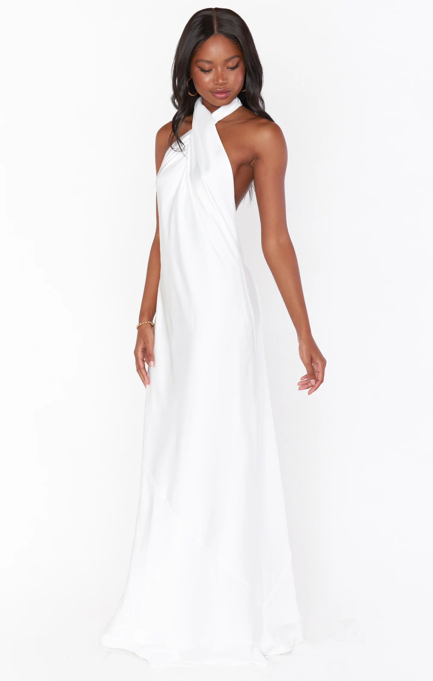 Jasmine Halter Maxi Dress ~ Ivory Luxe Satin - Image 4