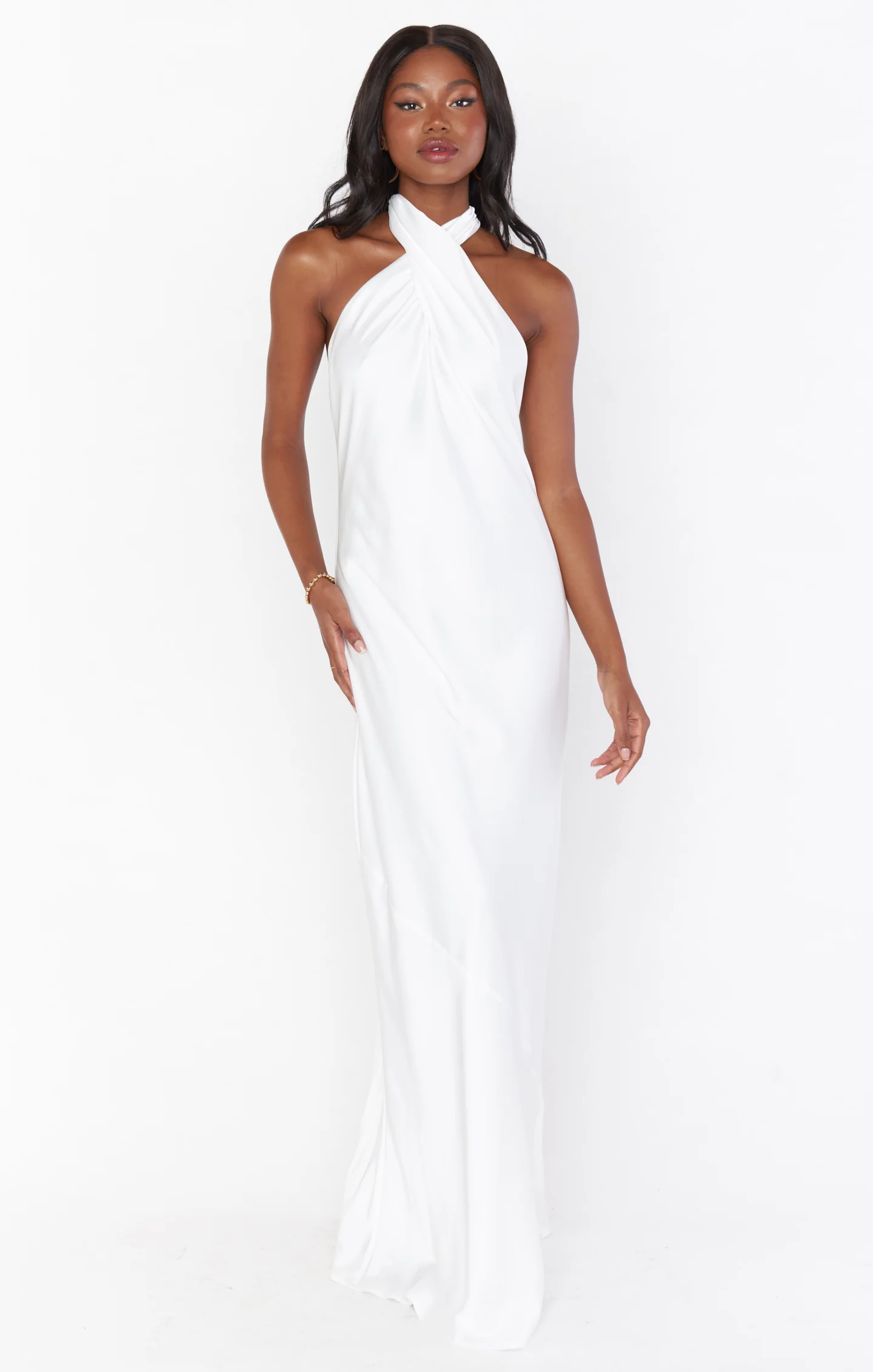 Jasmine Halter Maxi Dress ~ Ivory Luxe Satin - Image 8