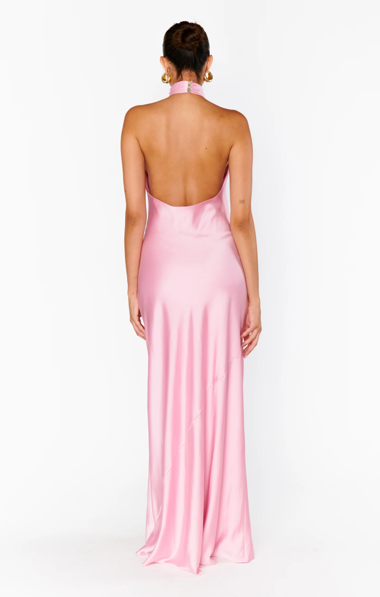 Jasmine Halter Maxi Dress ~ Light Pink Luxe Satin - Image 3