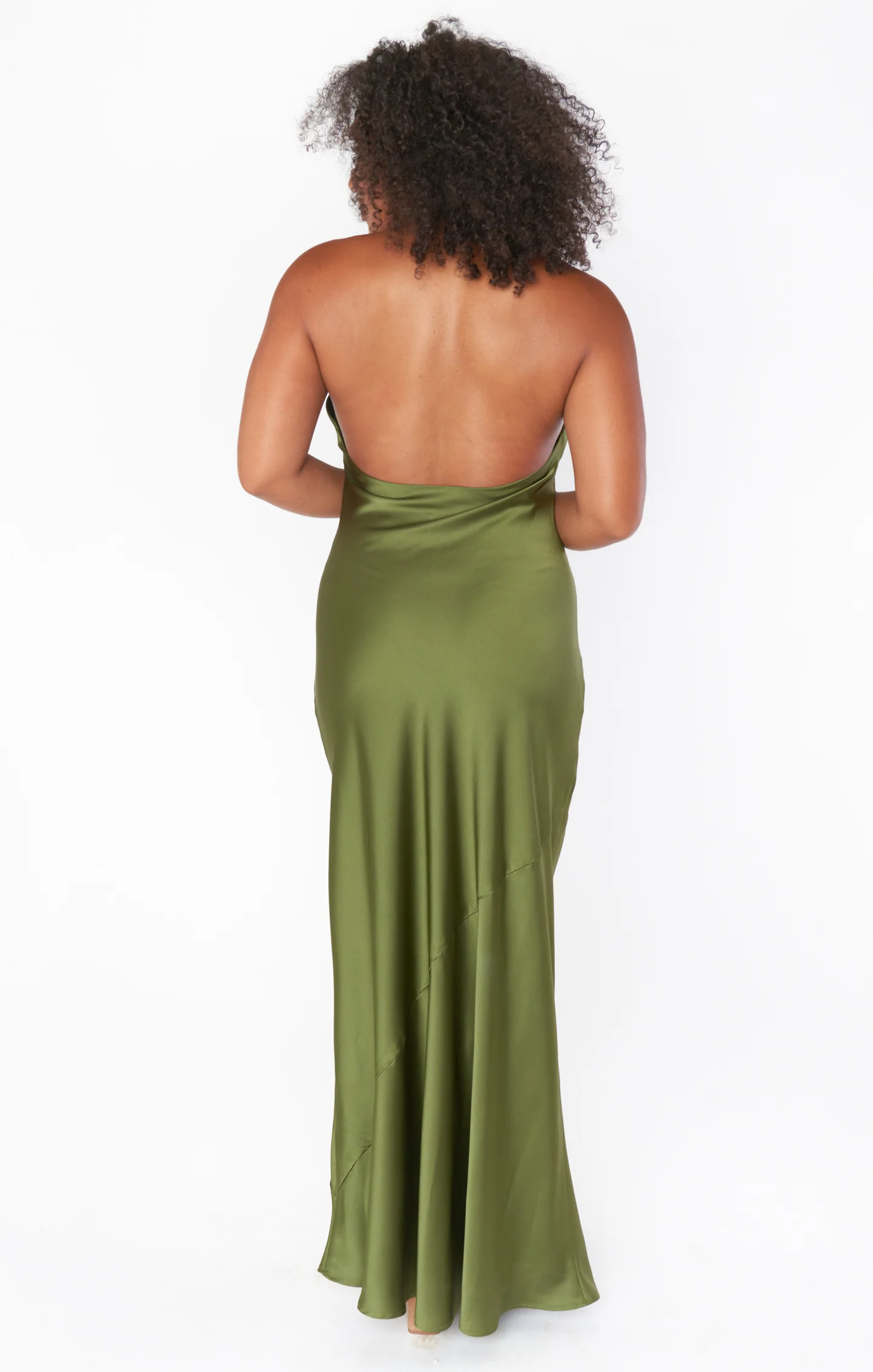 Jasmine Halter Maxi Dress ~ Rich Olive Luxe Satin - Image 7