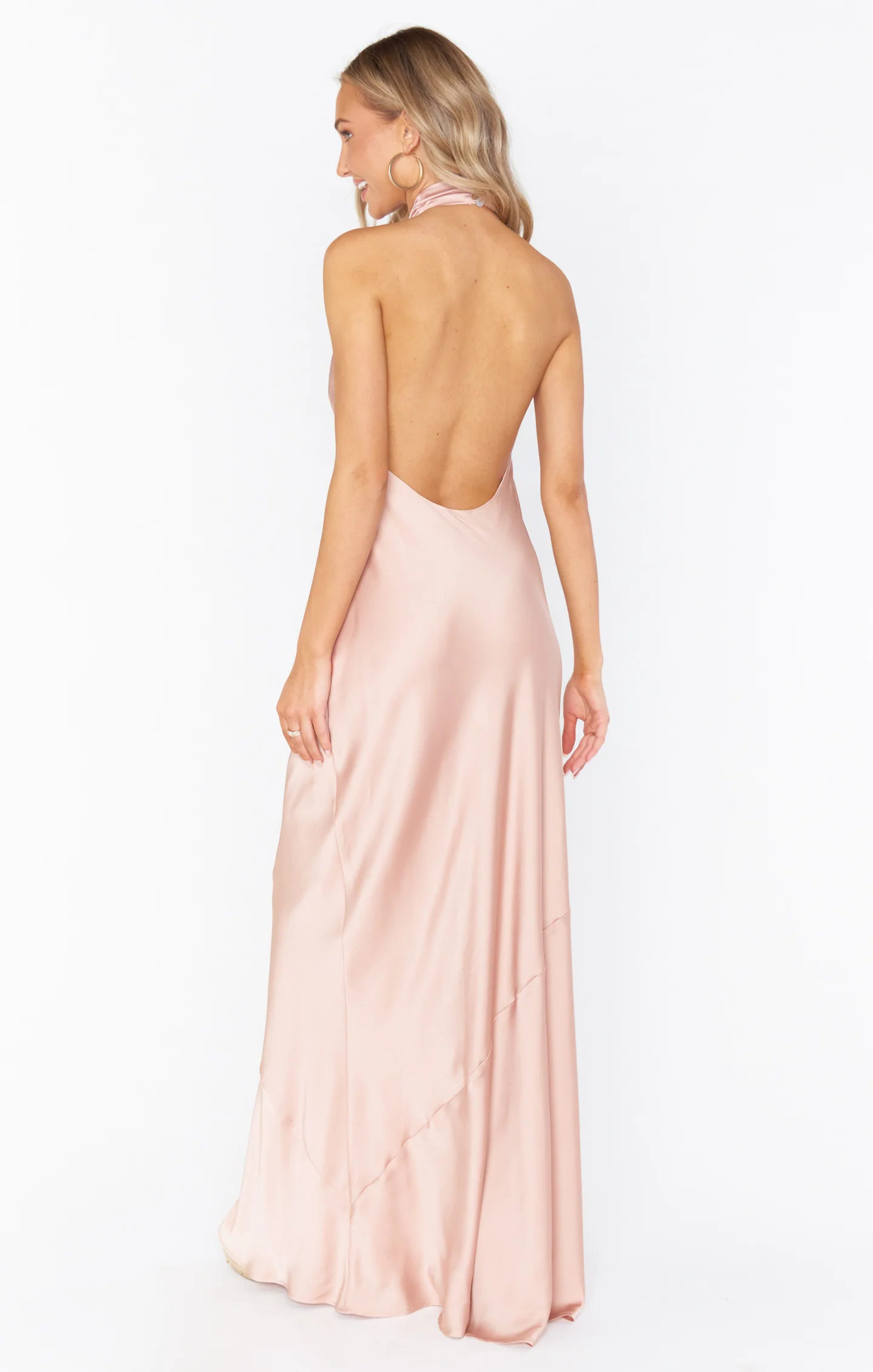 Jasmine Halter Maxi Dress ~ Rose Gold Luxe Satin - Image 6