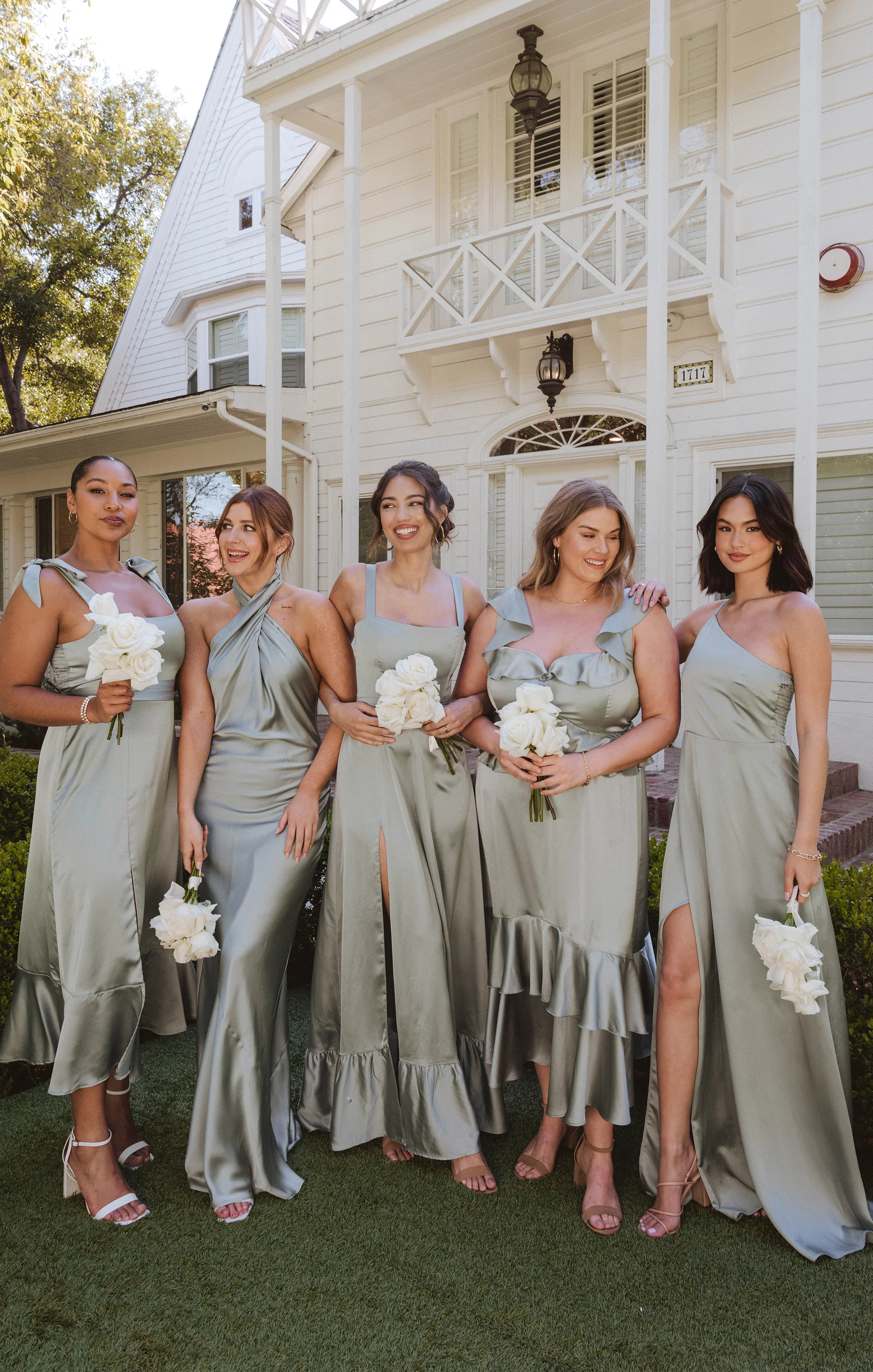 Jasmine Halter Maxi Dress ~ Silver Sage Luxe Satin - Image 2