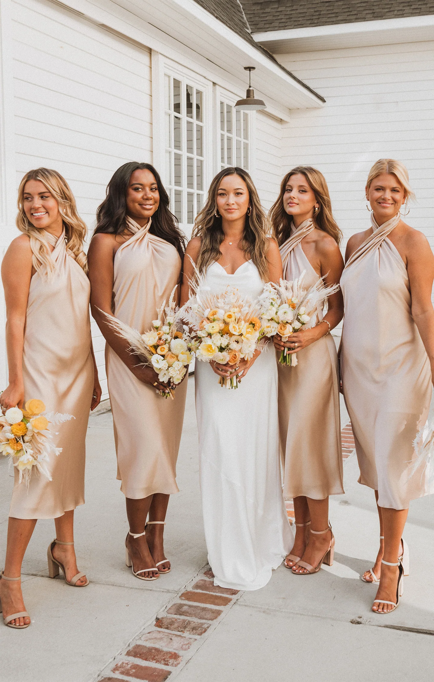 Jasmine Halter Midi Dress ~ Champagne Luxe Satin - Image 2