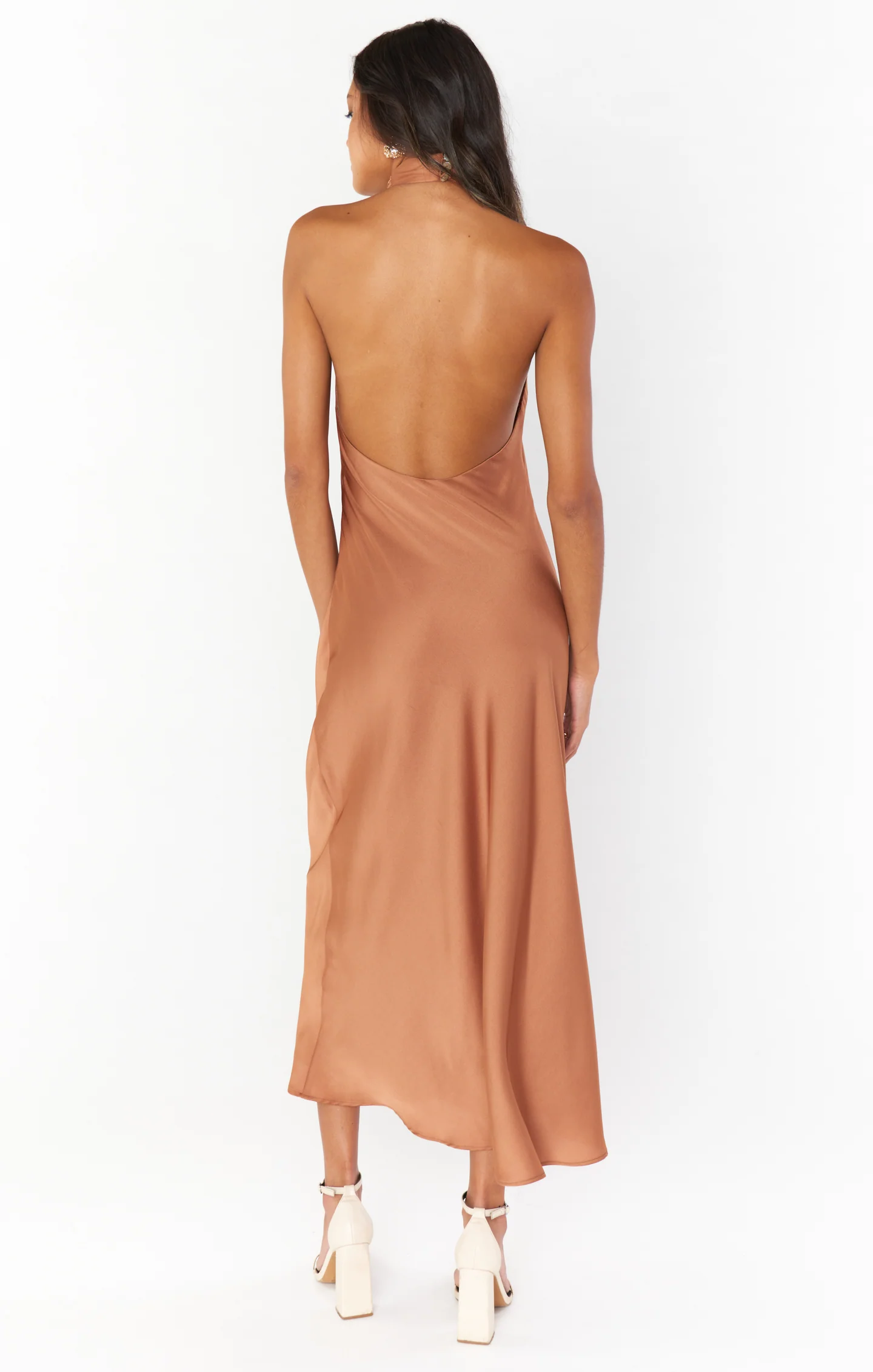 Jasmine Halter Midi Dress ~ Copper Luxe Satin - Image 4