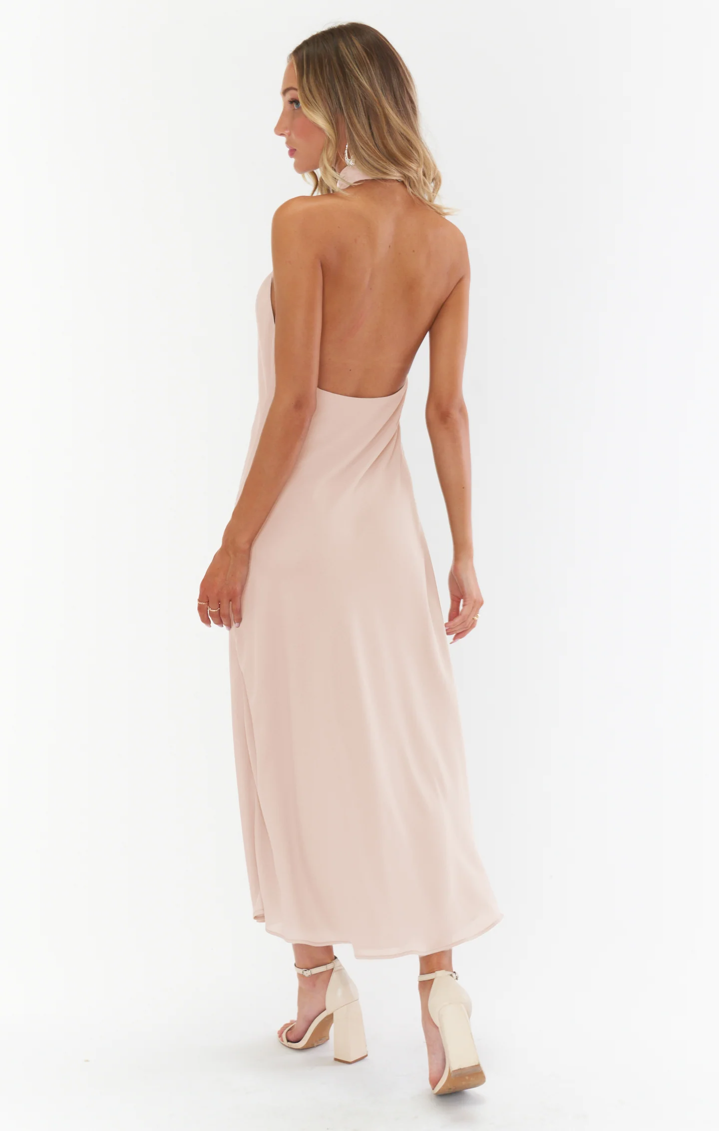 Jasmine Halter Midi Dress ~ Dusty Blush Crisp - Image 3