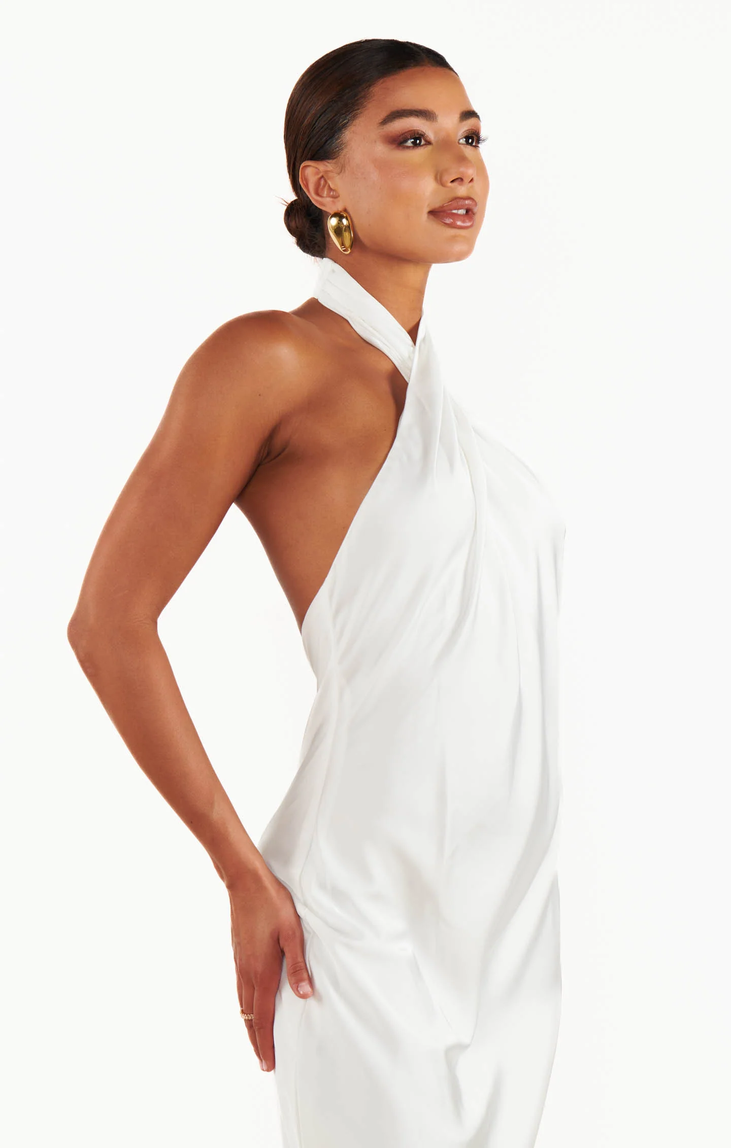 Jasmine Halter Midi Dress ~ Ivory Luxe Satin - Image 5