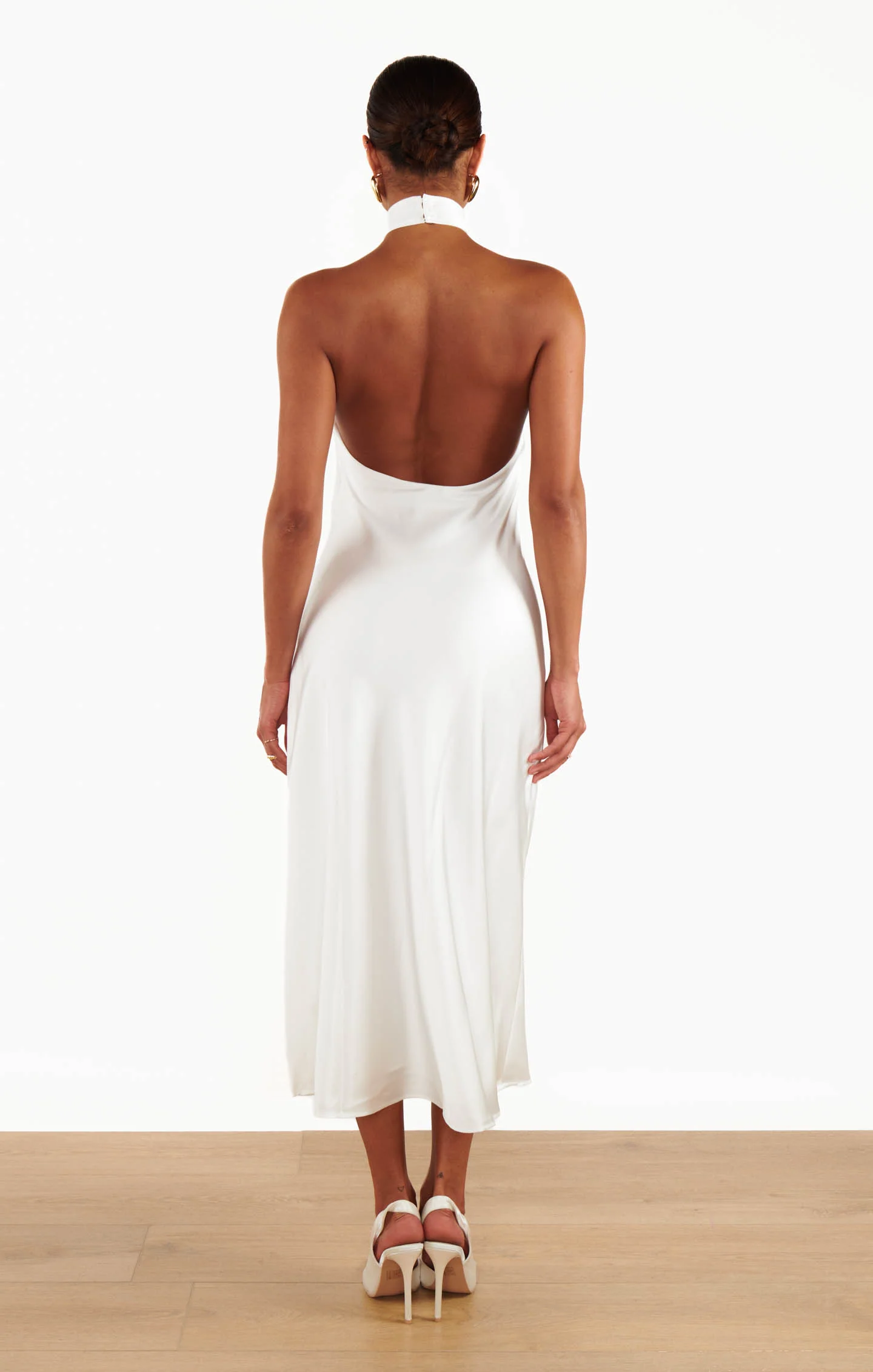 Jasmine Halter Midi Dress ~ Ivory Luxe Satin - Image 6