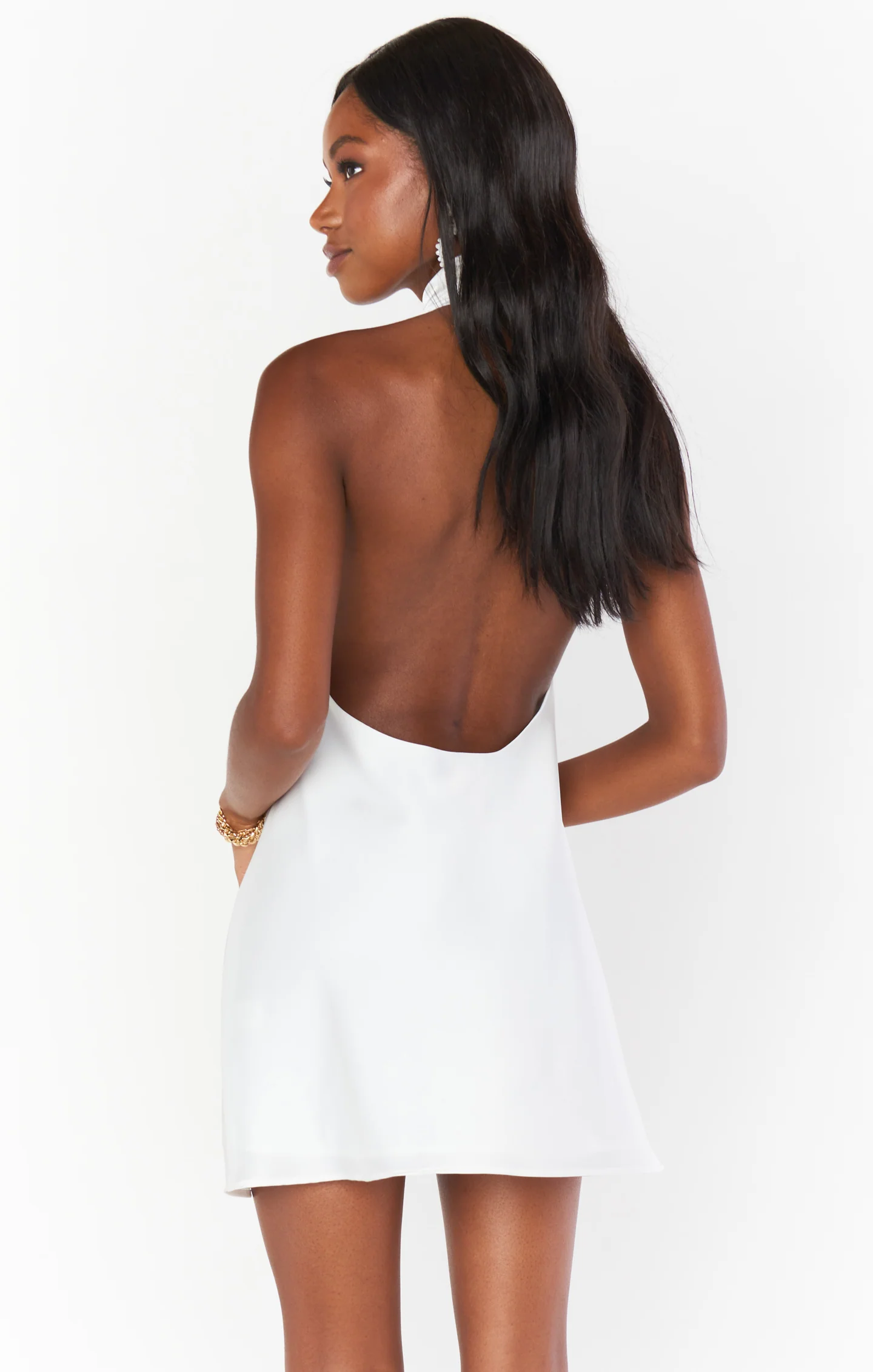 Jasmine Halter Mini Dress ~ Ivory Luxe Satin - Image 12