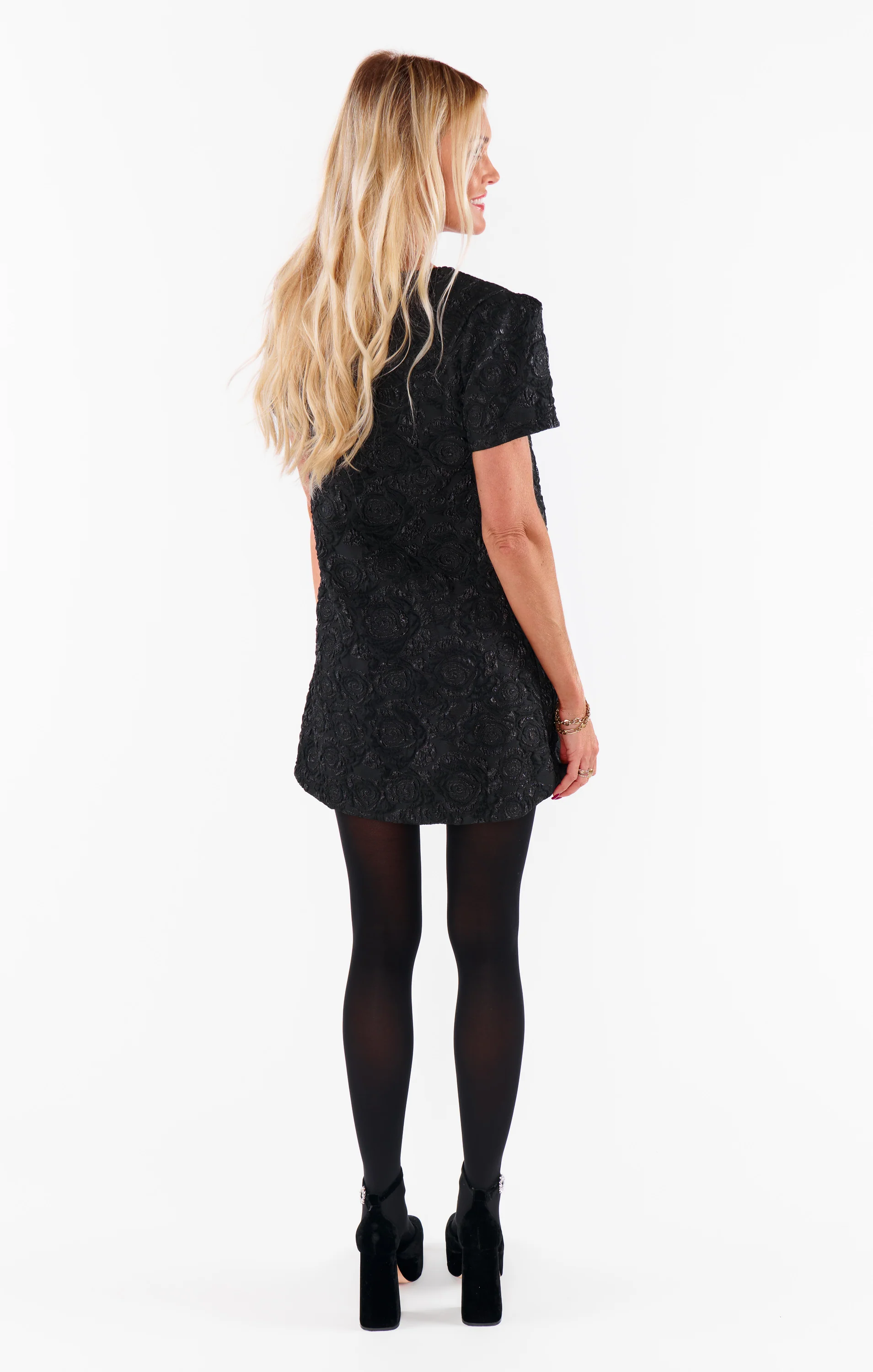 Jeanette Dress ~ Black Blooms Jacquard - Image 10