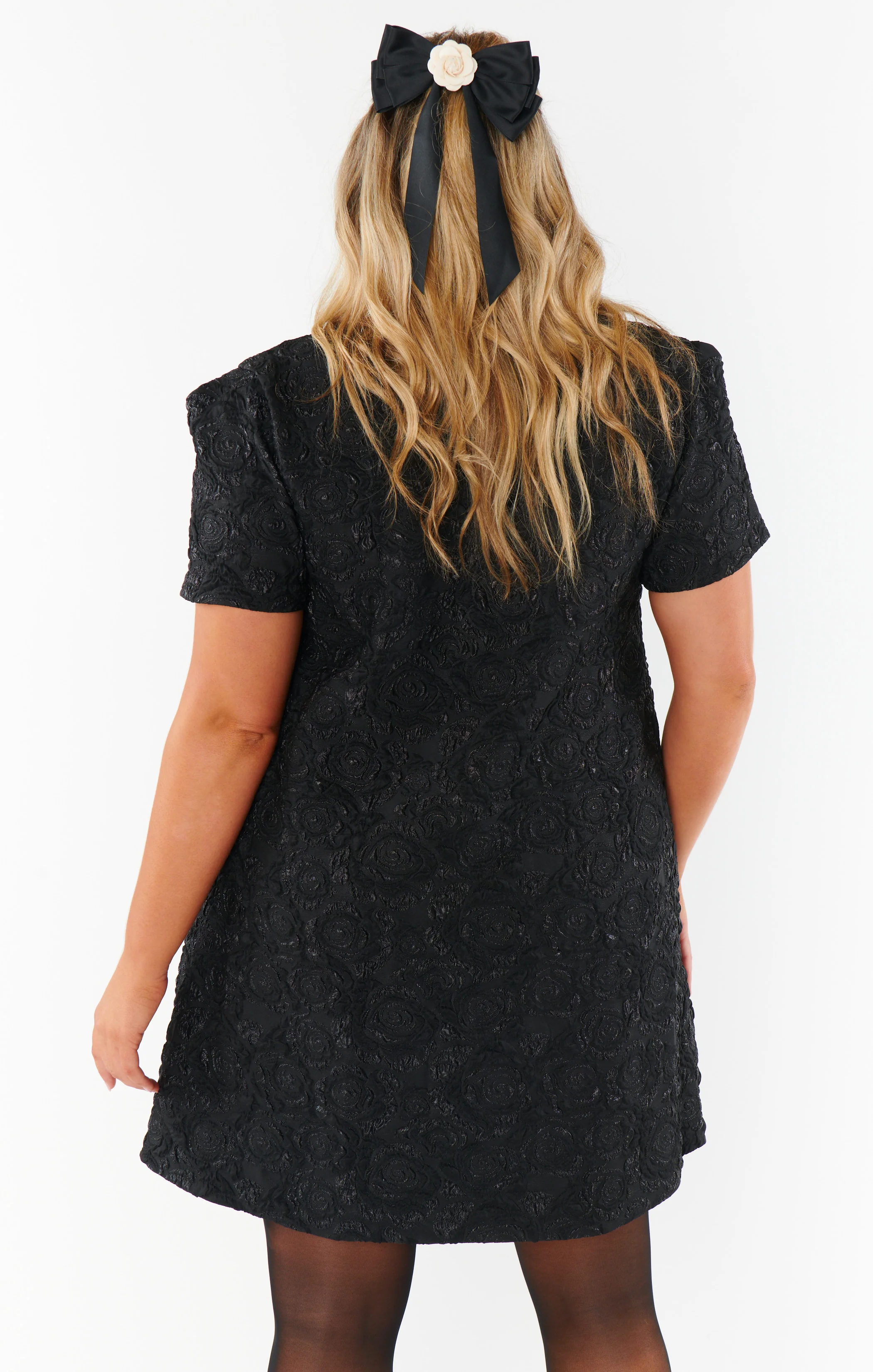 Jeanette Dress ~ Black Blooms Jacquard - Image 16