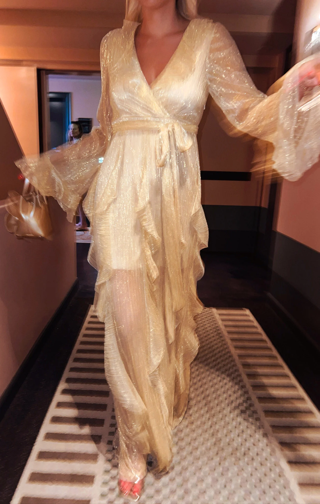 Jenny Ruffle Maxi Dress ~ Gold Glimmer - Image 3