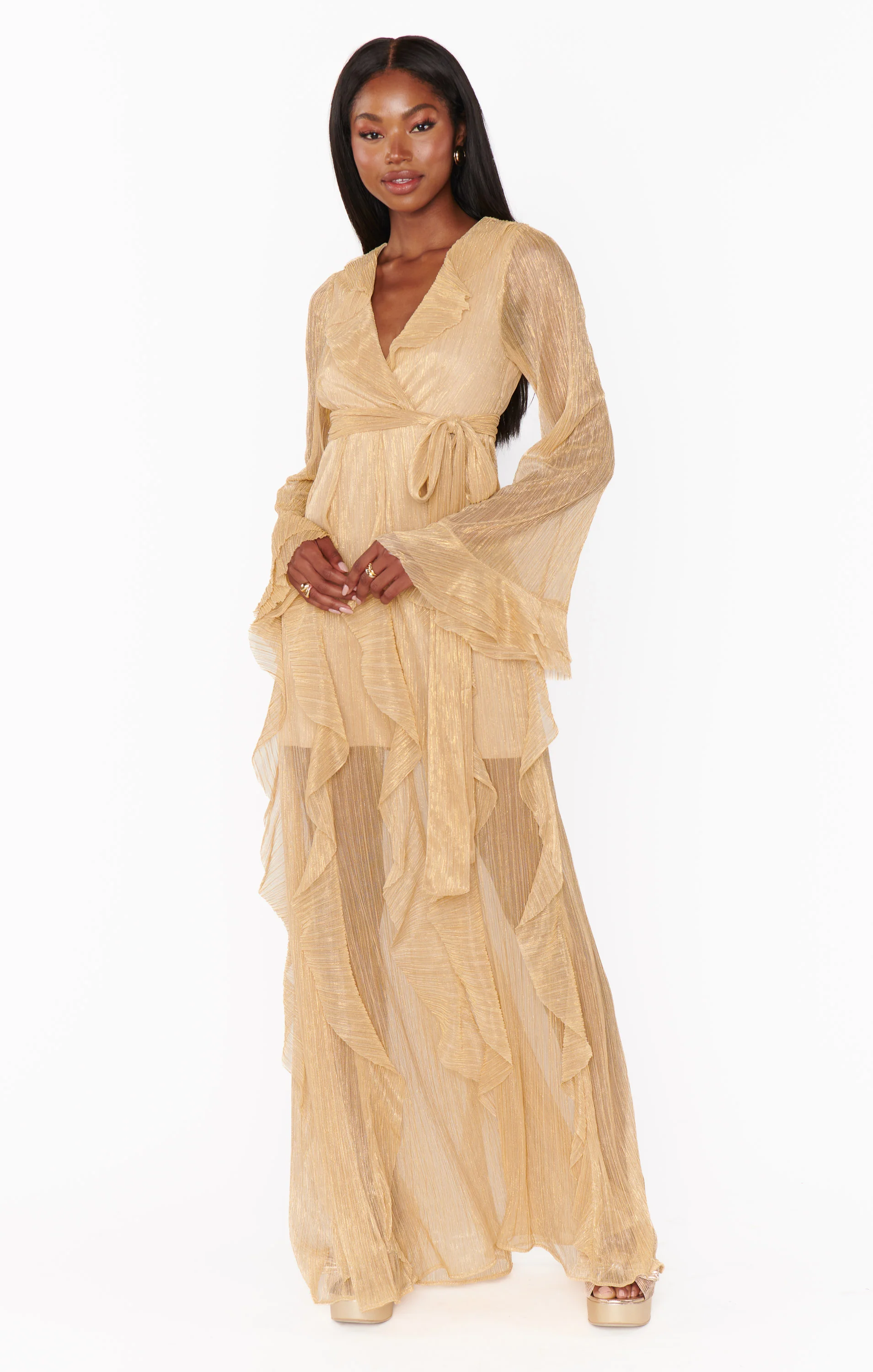 Jenny Ruffle Maxi Dress ~ Gold Glimmer - Image 4