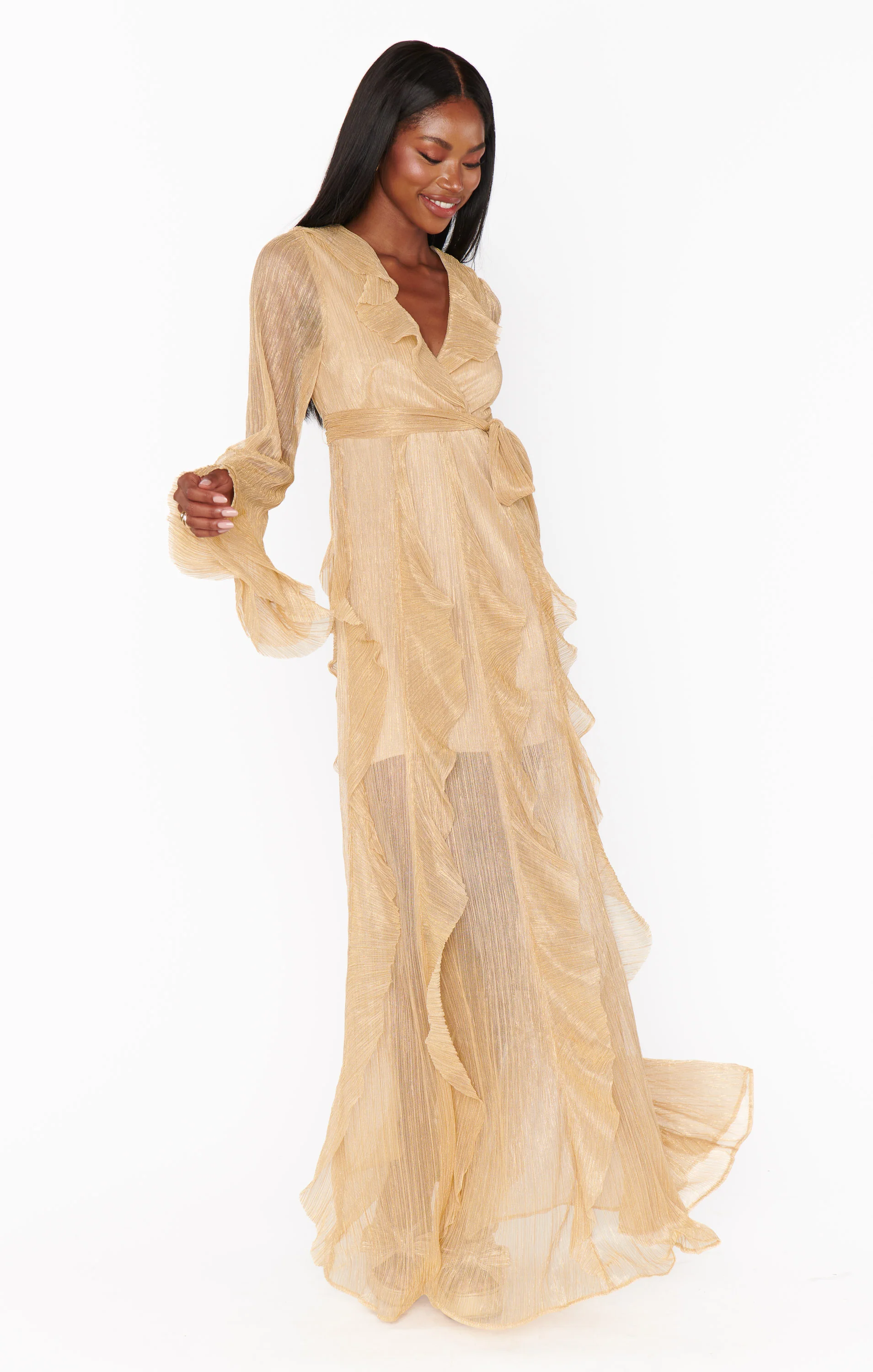 Jenny Ruffle Maxi Dress ~ Gold Glimmer - Image 6