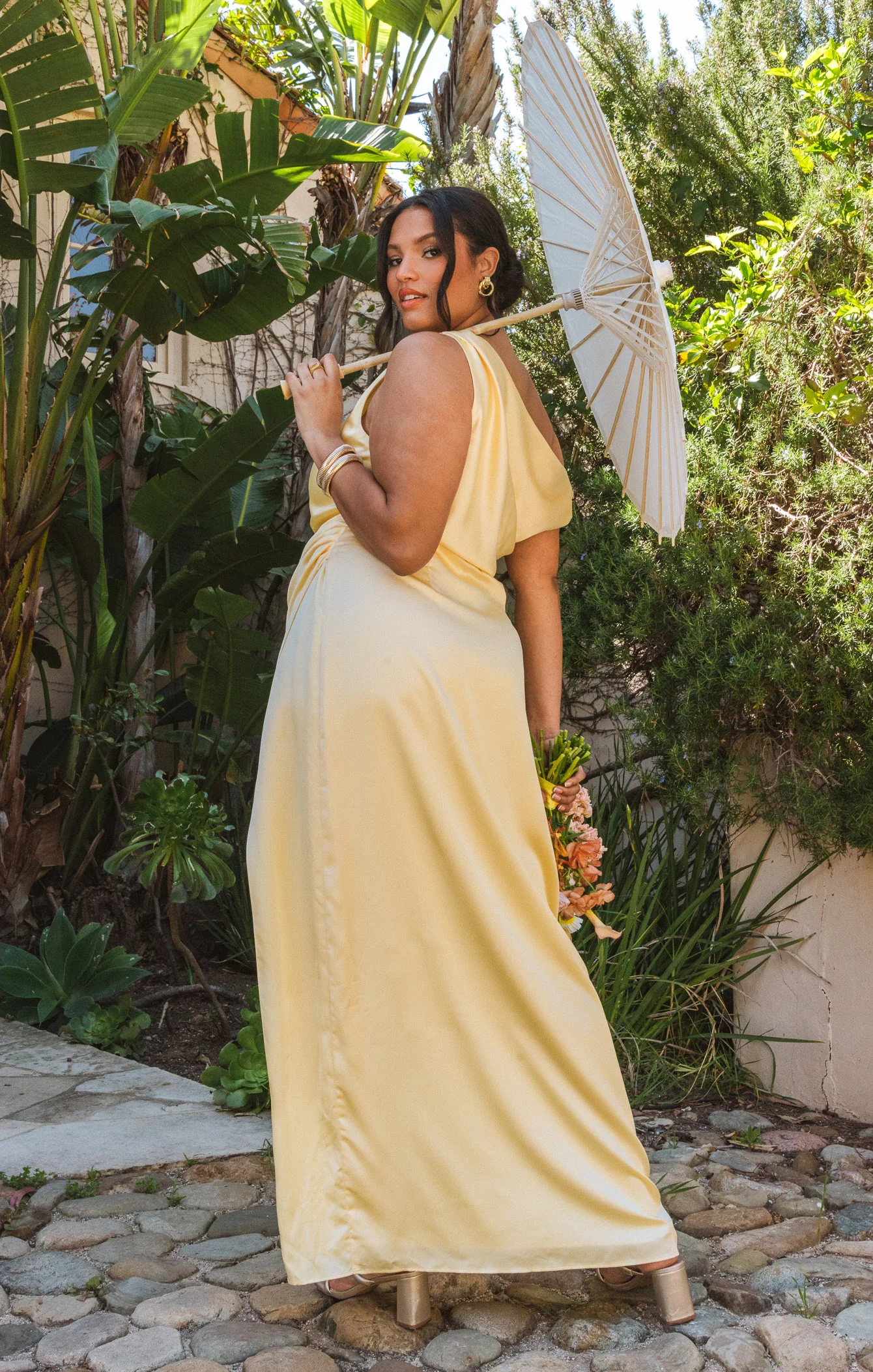 Jodie Dress ~ Pale Yellow Luxe Satin - Image 12