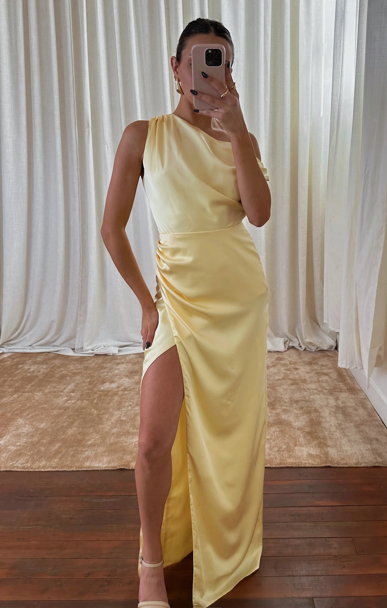 Jodie Dress ~ Pale Yellow Luxe Satin - Image 7