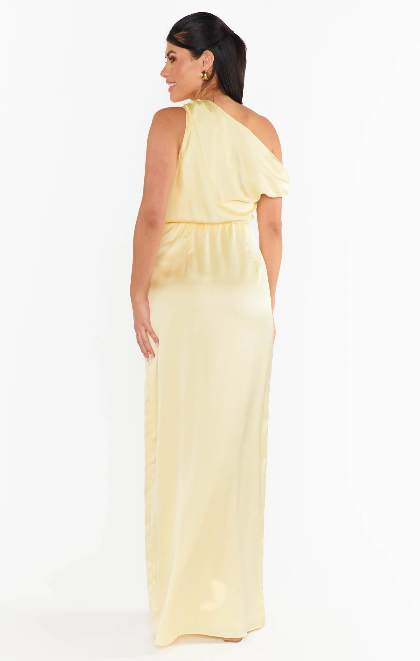 Jodie Dress ~ Pale Yellow Luxe Satin - Image 8