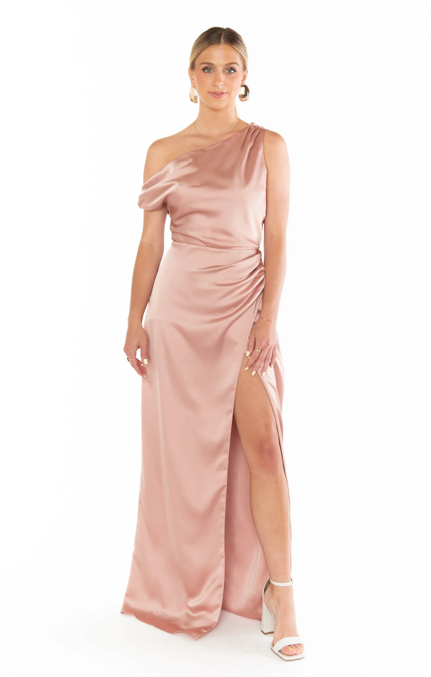 Jodie Dress ~ Rose Gold Luxe Satin - Image 2