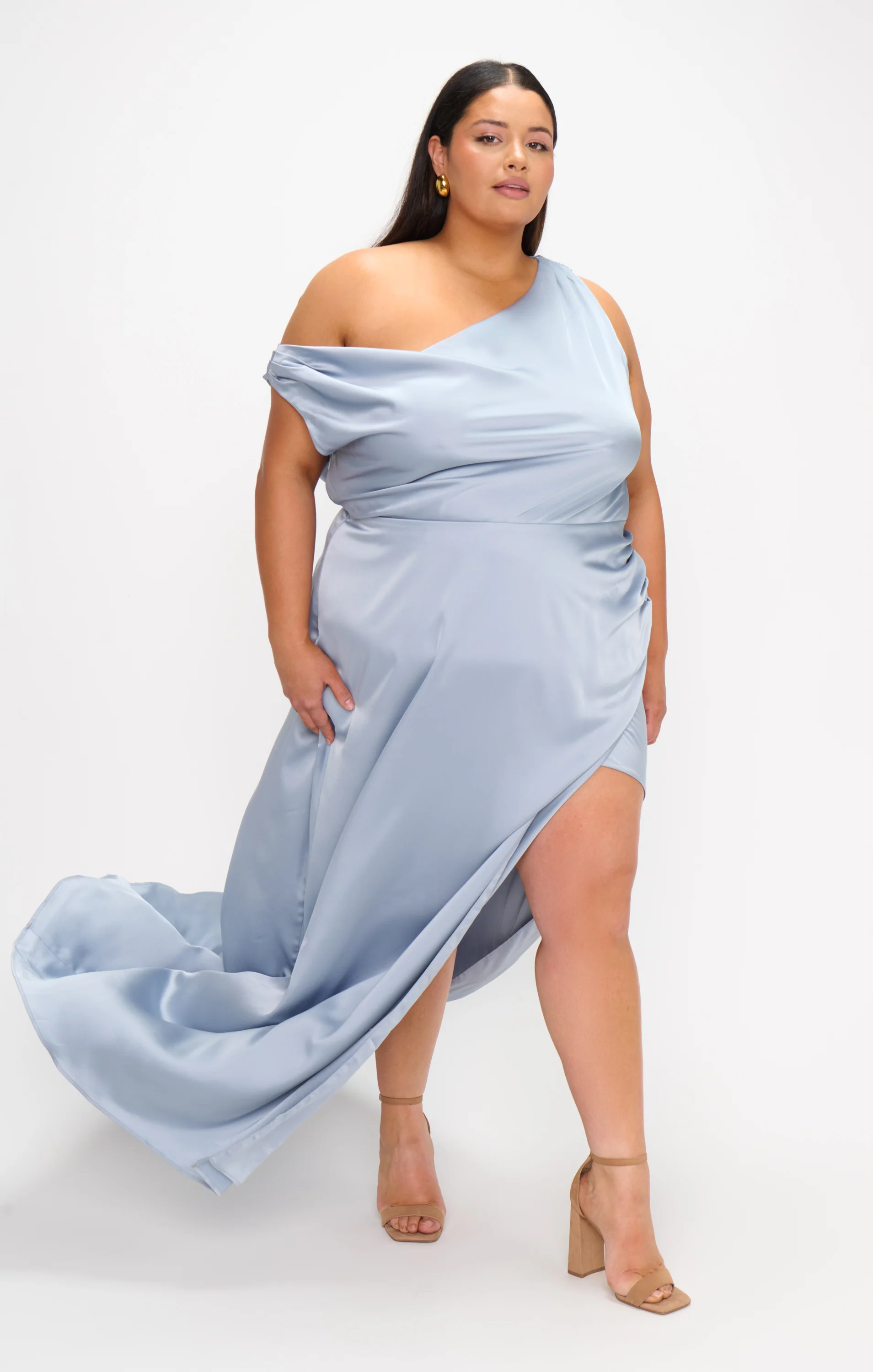 Jodie Dress ~ Steel Blue Luxe Satin - Image 10